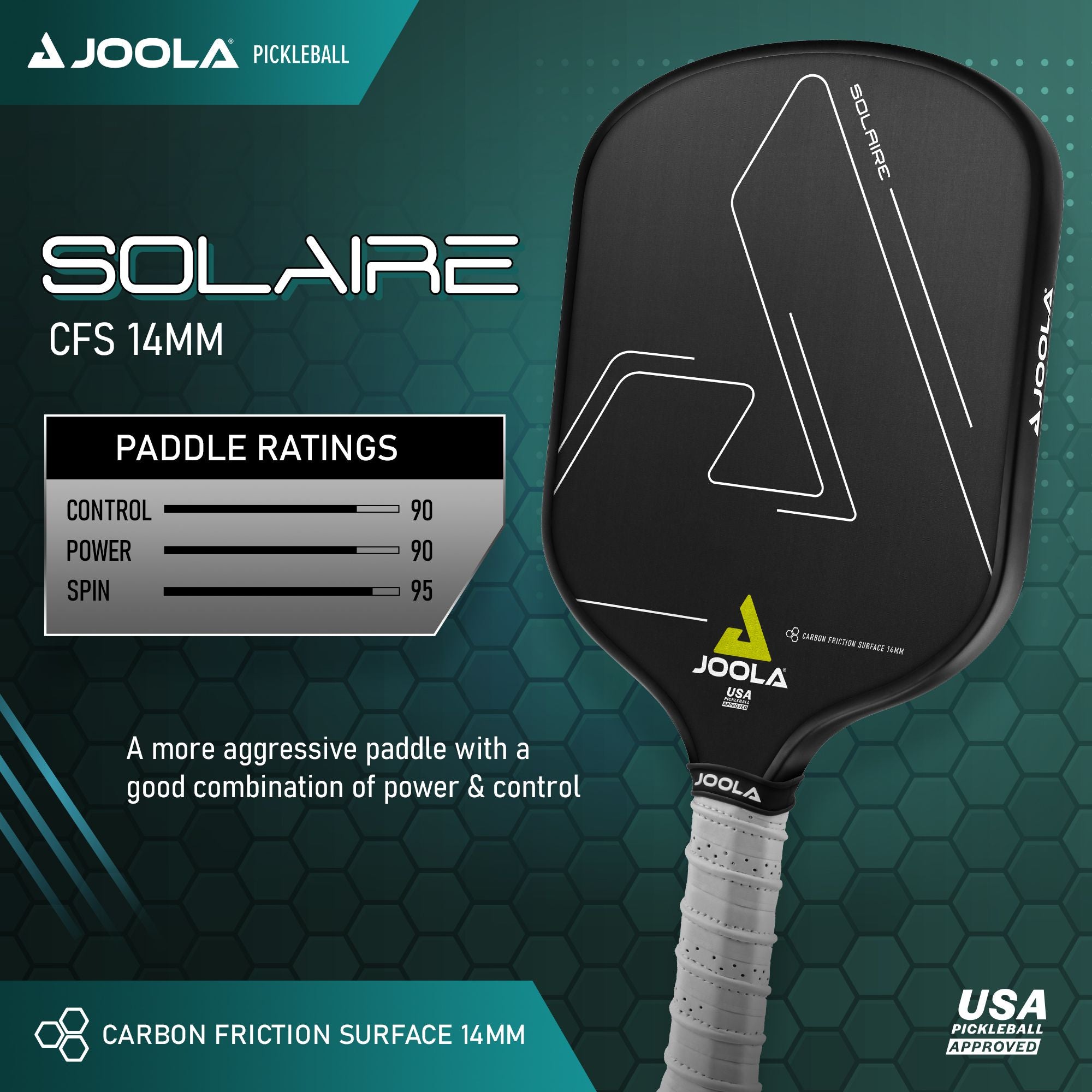 JOOLA Solaire CFS Table Tennis Racket - Professional Ping Pong Paddle for Spin & Speed - Perfect for Tournaments & Training