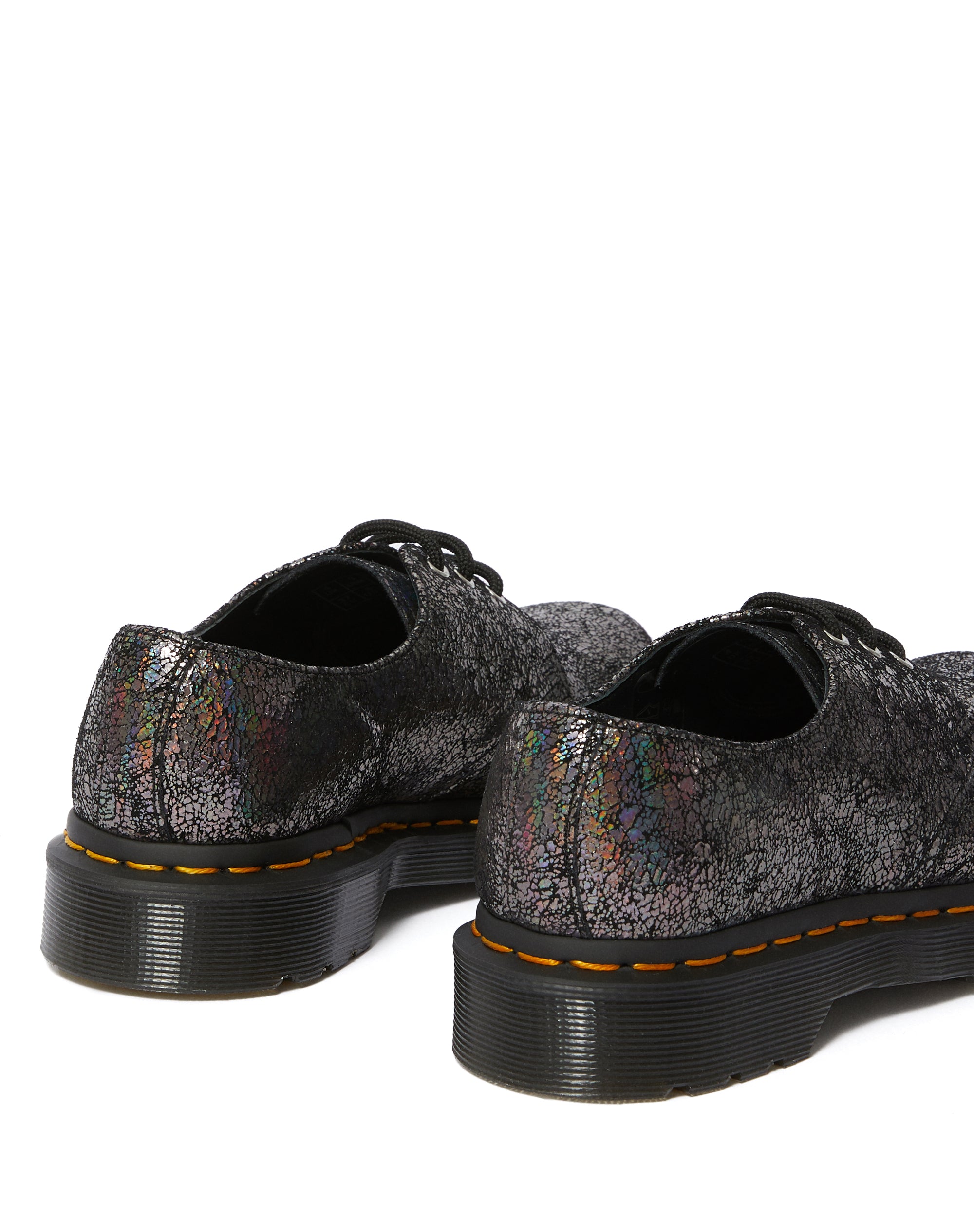 Dr. Martens 1461 Gunmetal Iridescent Crackle Oxford Shoes - Unisex 3-Eye Leather Lace Up Shoes for Men & Women - Perfect for Punk, Grunge & Alternative Fashion Styles