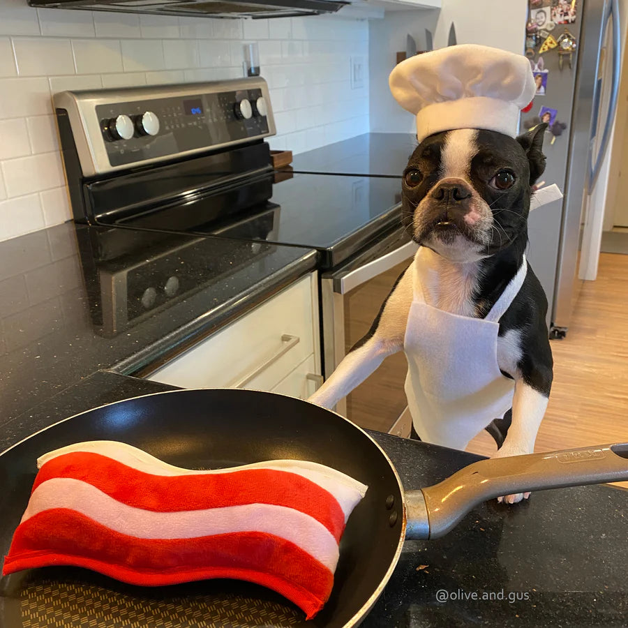 Bacon Dog Toy - Red Chew-Resistant Pet Toy for Small & Large Dogs - Perfect for Playtime, Training & Teething Relief