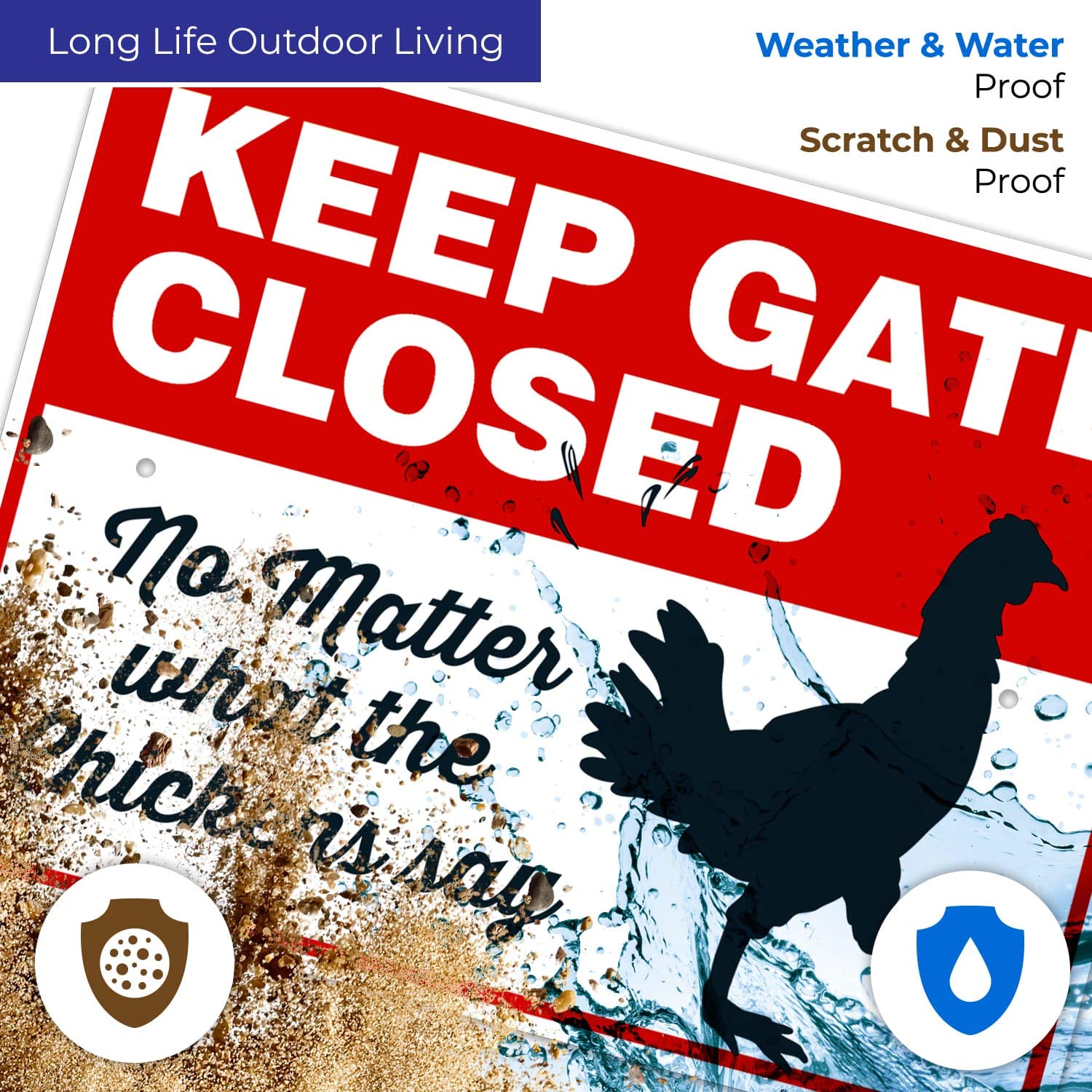 Funny Chicken Coop Sign - 'Keep Gate Closed No Matter What Chickens Say' - 18x24 Inch Rust-Free Aluminum Farm Decor - Weatherproof & Fade-Resistant for Indoor/Outdoor Use - Easy Mounting Made in USA - Perfect for Backyard Chicken Coops & Farmhouse Decor