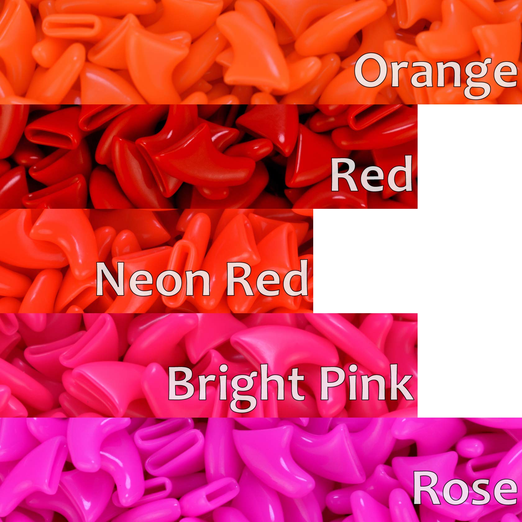 Zetpo 100 PCS Cat Nail Caps - Soft Pet Claw Covers with Adhesive Glue & Applicator Tool (Size M, Orange, Red, Neon Red, Bright Pink, Rose) - Safe Nail Protectors for Furniture & Skin Protection - Perfect for Indoor Cats & Multi-Cat Households