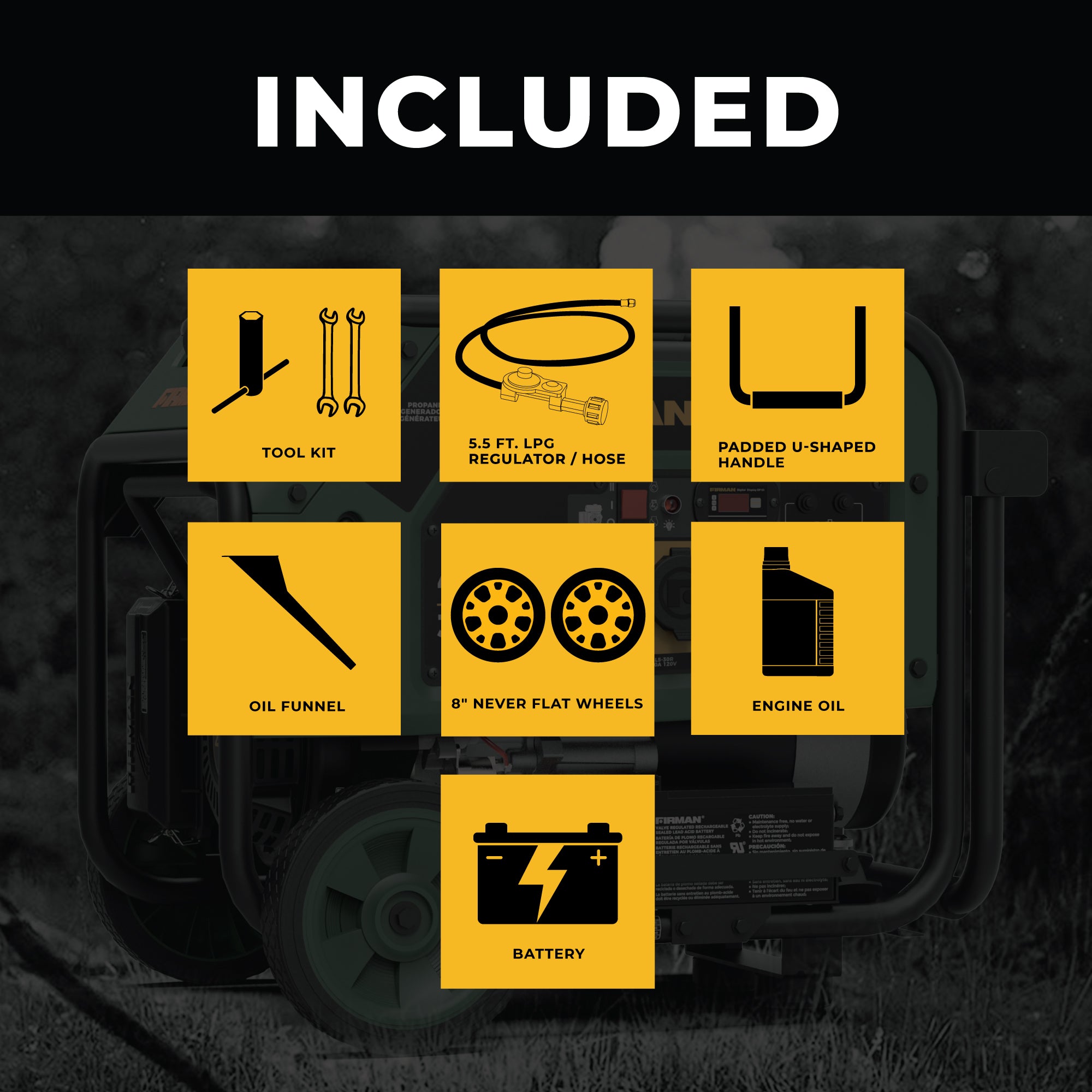 4100W LPG Portable Generator with Electric Start - Perfect for Camping, RV Trips, and Emergency Power Backup