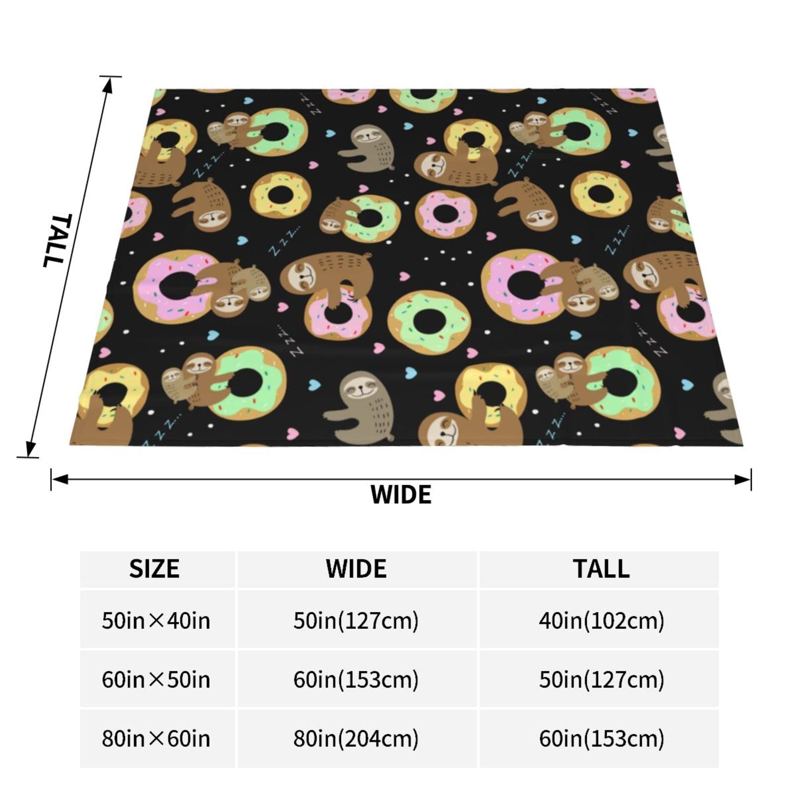 Sloth and Donut Throw Blanket - Ultra Soft Micro Fleece Blanket for Bed, Couch & Living Room - Cozy Warm Blanket for Netflix Nights, Winter Snuggles and Home Decor