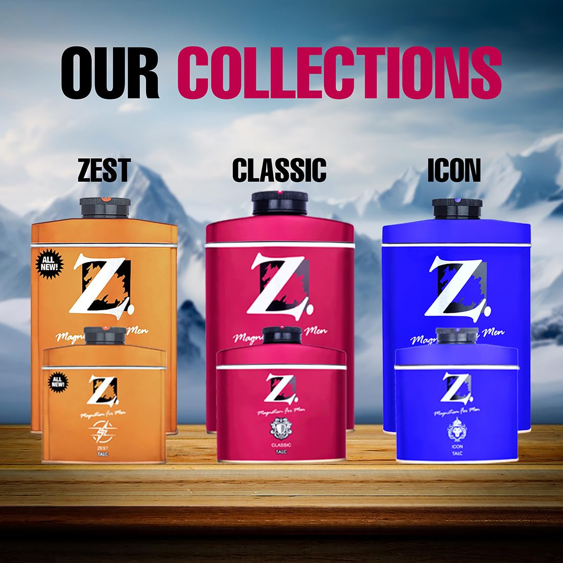 Z Men's Classic Talc Powder - 250G X 3 Pack | Long Lasting Fragrance for Face & Body | Summer Freshness & All-Day Comfort | Ideal for Gym, Travel & Daily Use