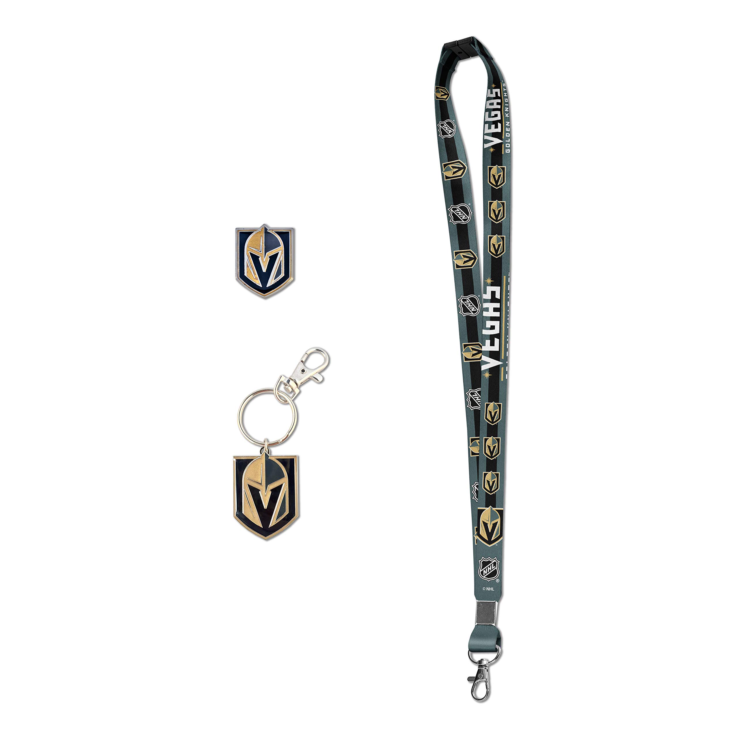 Vegas Golden Knights NHL Fan Pack Set - Official Lanyard, Keychain & Lapel Pin for Hockey Games, Collectibles & Team Spirit Gifts
