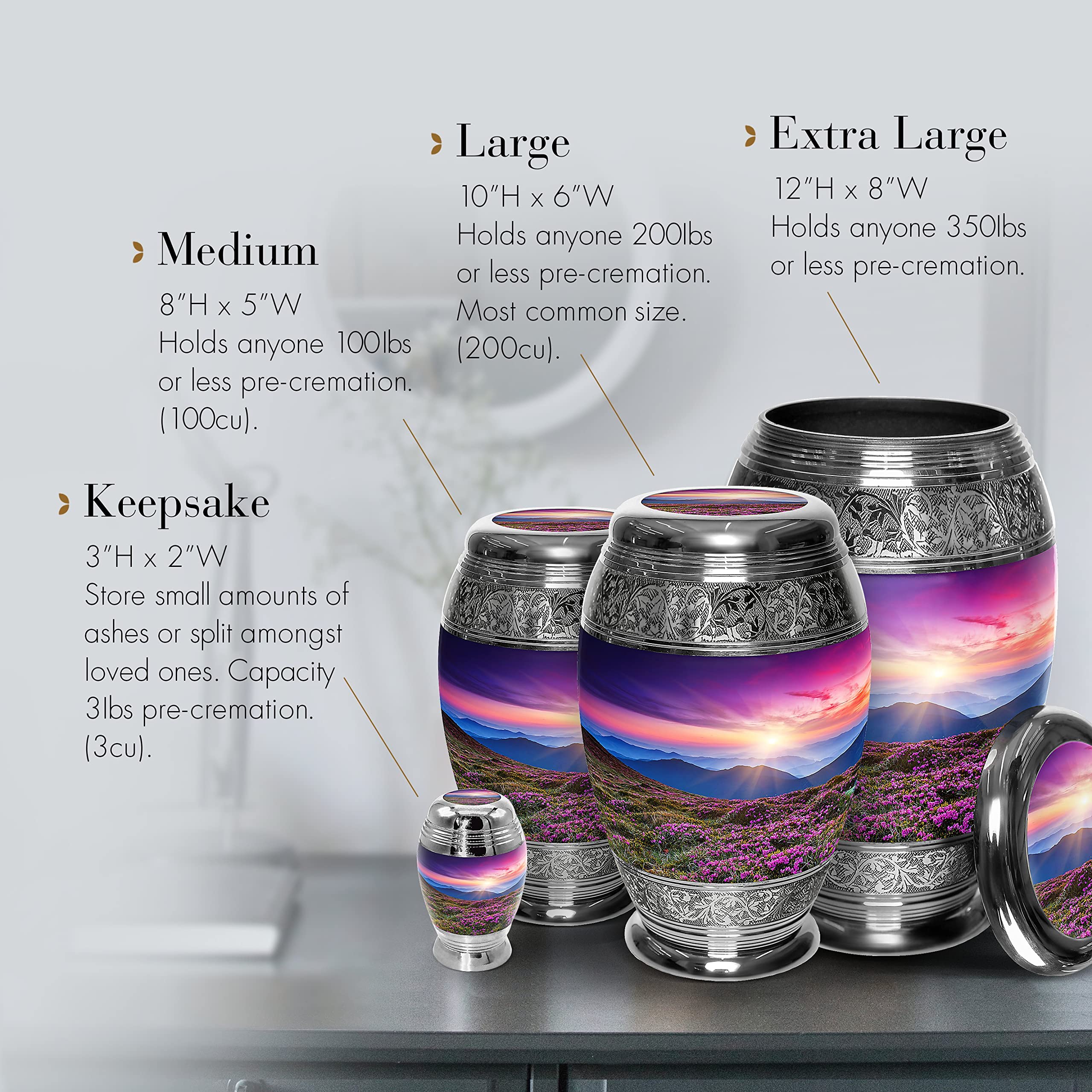 Heaven on Earth Extra Large Personalized Cremation Urn for Adult Male Ashes - Handcrafted Decorative Urn for Human Ashes - Perfect for Memorial Services, Home Display & Funeral Ceremonies