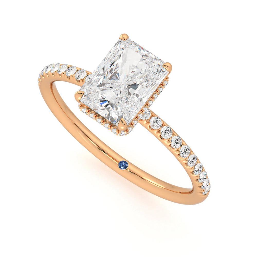 Radiant Cut Moissanite Engagement Ring with Hidden Halo & Anniversary Stone Accent - Elegant Wedding Proposal Ring for Her, Perfect for Anniversaries & Special Occasions