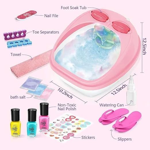 Ultimate Spa Pedicure Set for Girls - All-in-One Foot Care Kit with Nail Polish, Stickers & Accessories | Perfect Gift for Kids & Teens | At-Home Spa Day & Birthday Party Fun