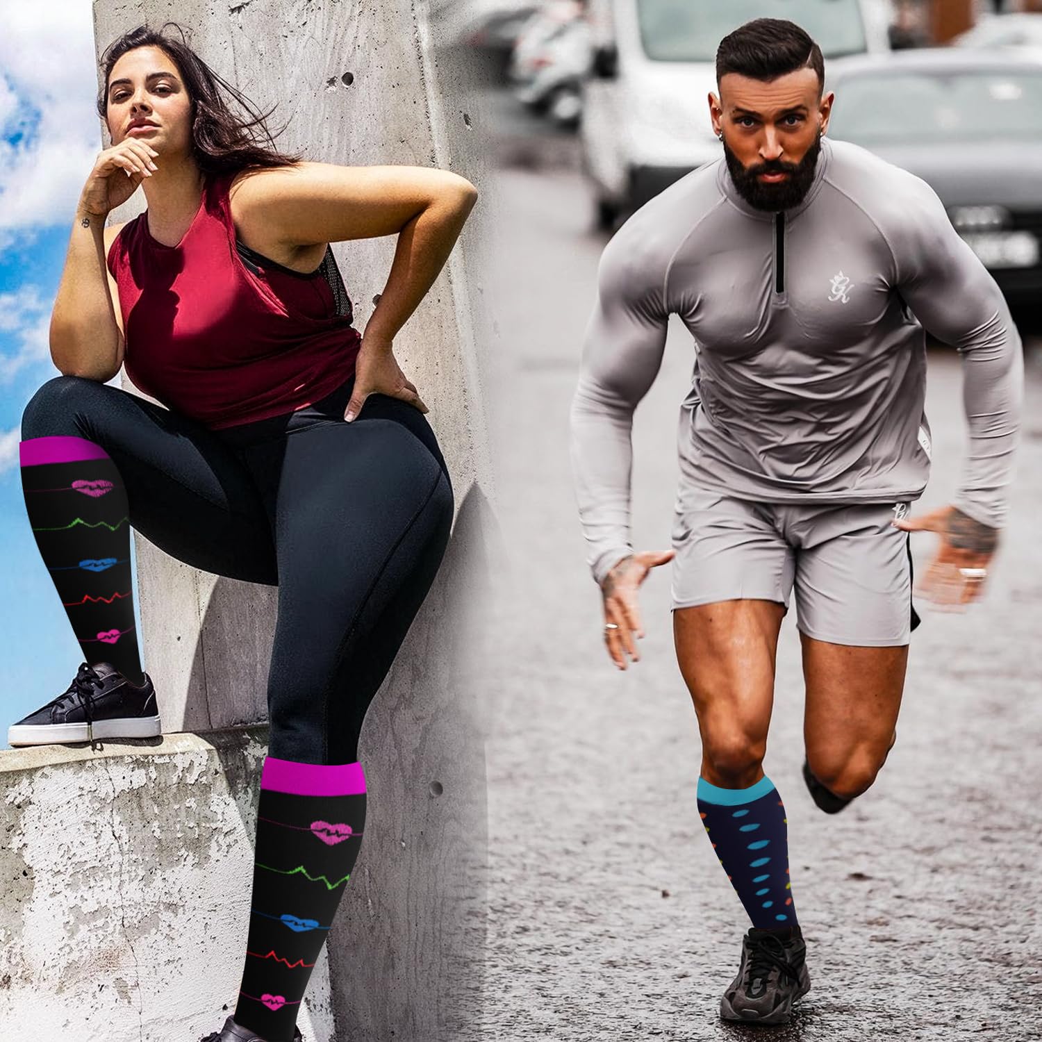 3 Pack Plus Size Compression Socks for Women & Men - Extra Wide Calf Knee High Support Stockings for Circulation & Swelling Relief - Ideal for Travel, Nursing & Varicose Vein Therapy
