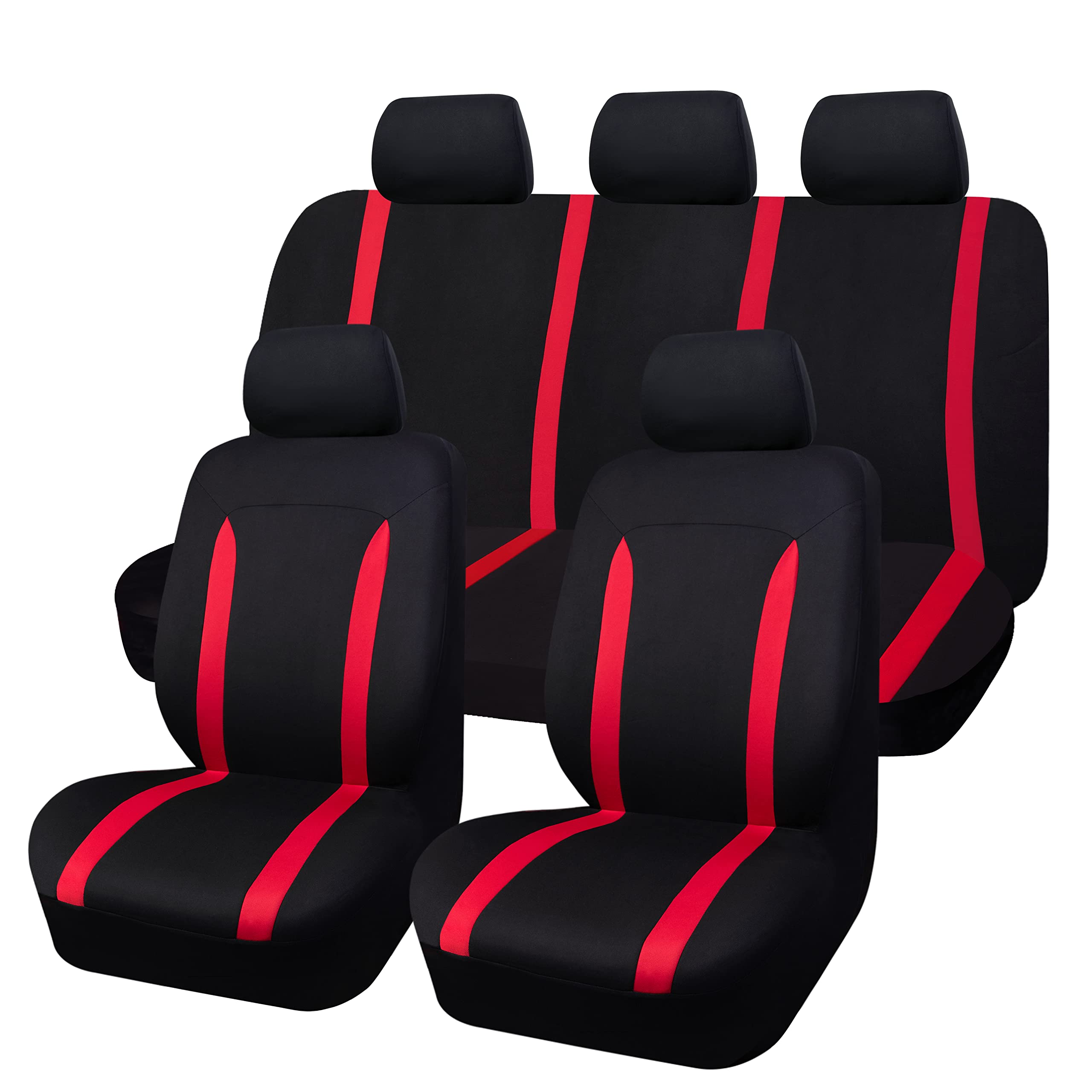CAR-GRAND Universal Car Seat Covers Full Set - Breathable, Elastic, Airbag Compatible - Fits Most Cars, Trucks, Vans & SUVs - Premium Interior Protection for Men & Women (Red) - Perfect for Daily Commute, Road Trips & Family Travel
