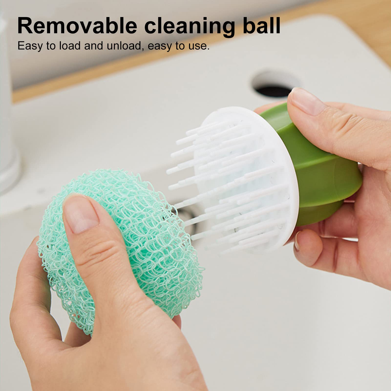Cactus-Shaped Cleaning Brush for Pots & Pans - Durable Wire Ball Scrubber with Sponge Holder - Yellow Kitchen Sink Dishwashing Brush for Easy Cleaning | Perfect for Non-Stick Cookware & Stainless Steel Sinks