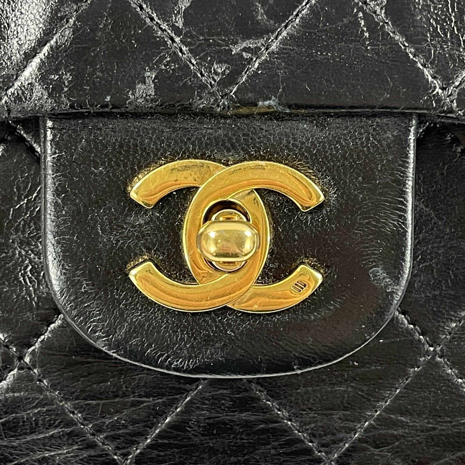 Vintage CHANEL Black & Gold CC Medium Double Flap Quilted Leather Shoulder Bag Crossbody Purse for Women | Luxury Designer Handbag for Evening Parties, Date Night & Special Occasions