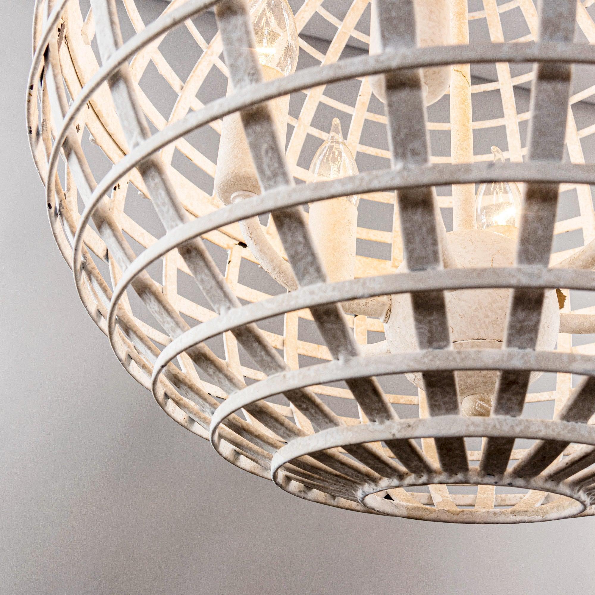 6-Light Vintage Farmhouse Globe Pendant Light Fixture - White - Perfect for Kitchen Island, Dining Room, and Entryway Lighting
