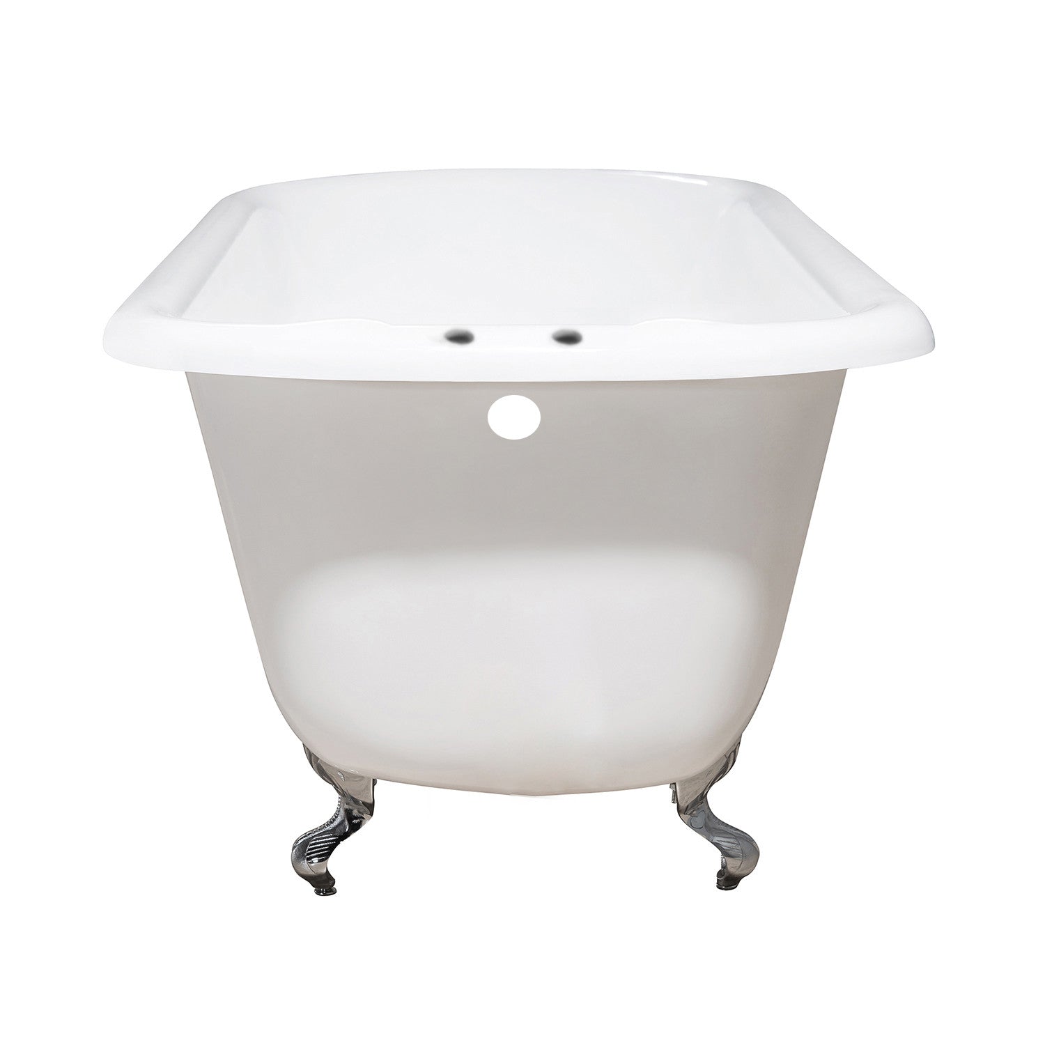 Aqua Eden 54 Inch White Cast Iron Clawfoot Bathtub with Roll Top Rim & 7