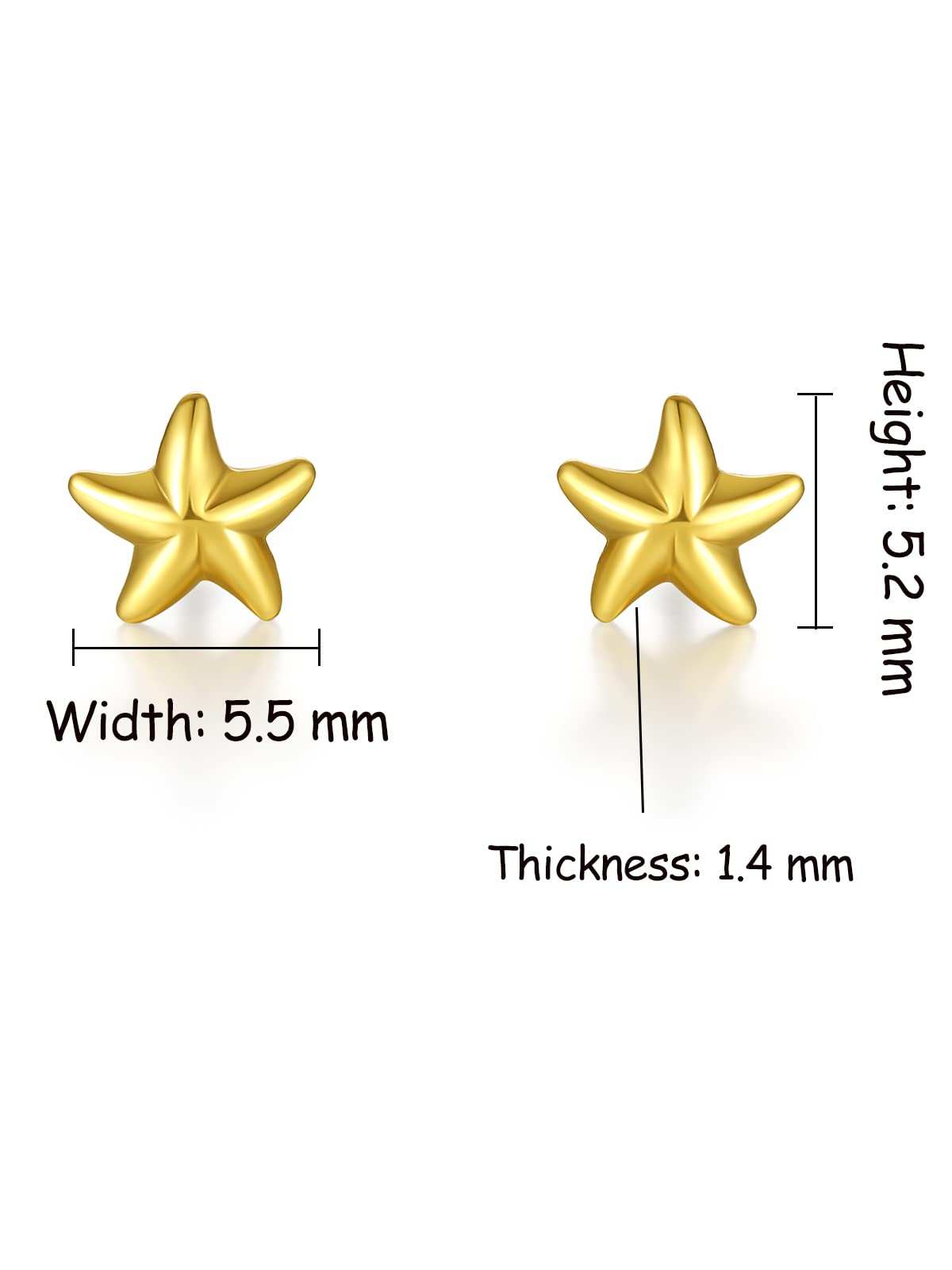 24K Gold Earrings for Women - 999 Hypoallergenic Gold Stud Earrings - Lightweight Small Star Earrings for Mom & Girlfriend - Perfect Gift for Birthday, Anniversary & Everyday Wear