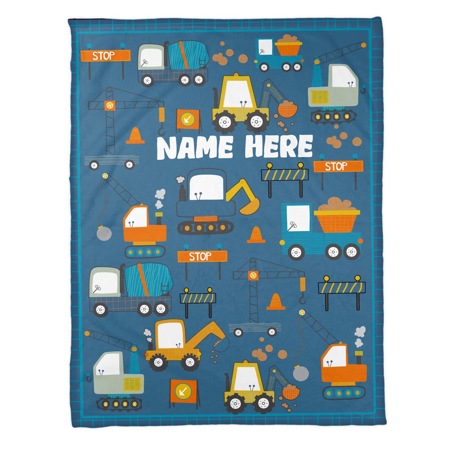 Personalized Custom Name Dump Truck Fleece Blanket for Boys & Girls | Kids Construction Vehicle Throw (Bulldozer, Fire Truck, Garbage Truck) | Soft Baby Toddler Blanket Gift for Birthdays & Nursery Decor