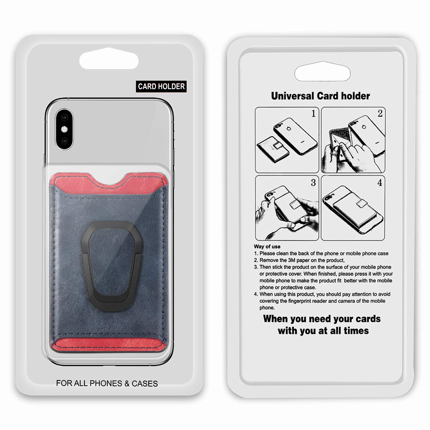RFID Blocking Phone Card Holder - Magnetic Kickstand PU Leather Wallet with Adhesive Back for iPhone, Samsung, Android - Secure Credit Card & Cash Storage for Travel, Work & Daily Use