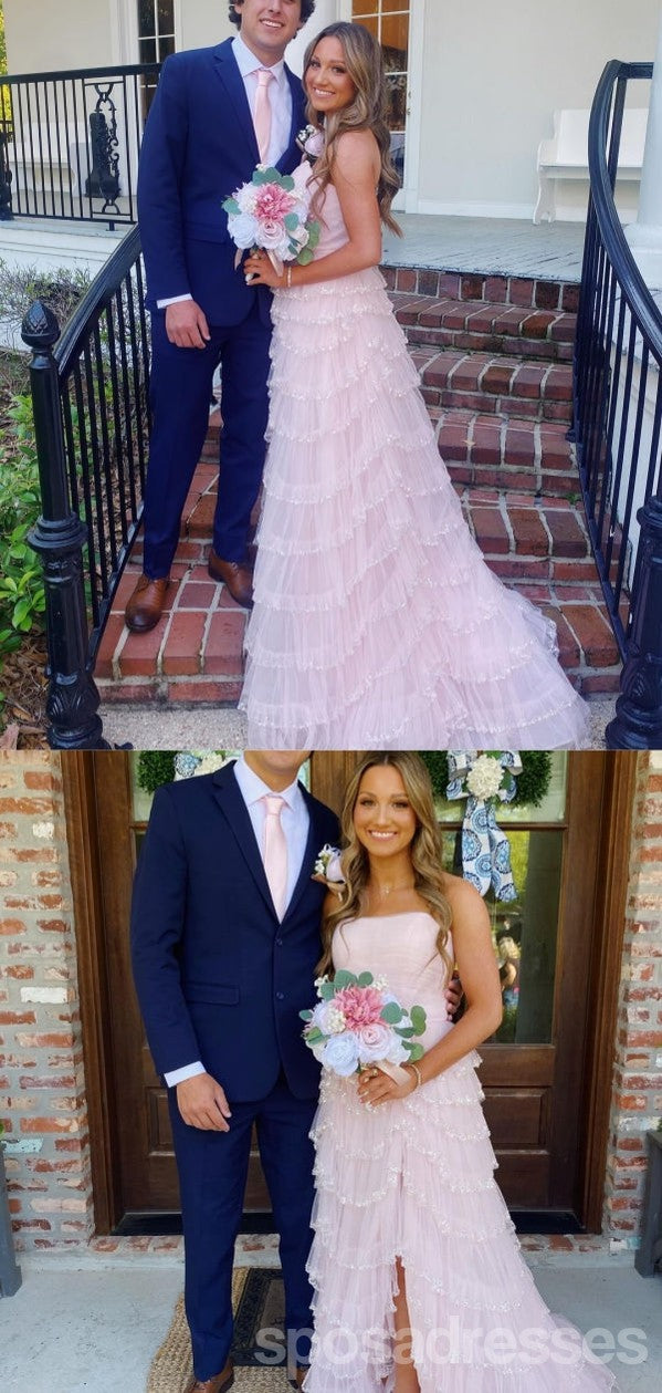 Elegant Pink A-Line Side Slit Long Prom Dress for Women - Formal Evening Gown for Party, Homecoming, Wedding Guest & Special Occasions