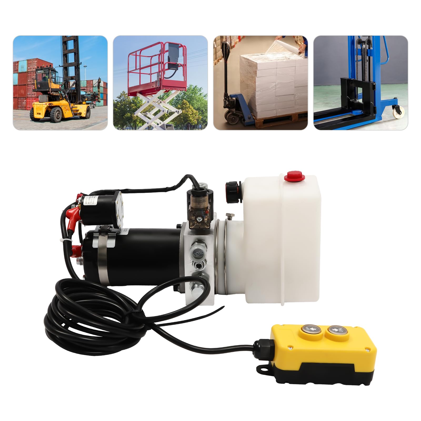 800W 12V DC Hydraulic Power Unit with Remote Control - 1.67 Quart Single Acting Hydraulic Pump with Oil Reservoir for Dump Trailers, Car Lifting, Log Splitters & Heavy Equipment Maintenance (Ideal for Automotive Repair & Farm Use)
