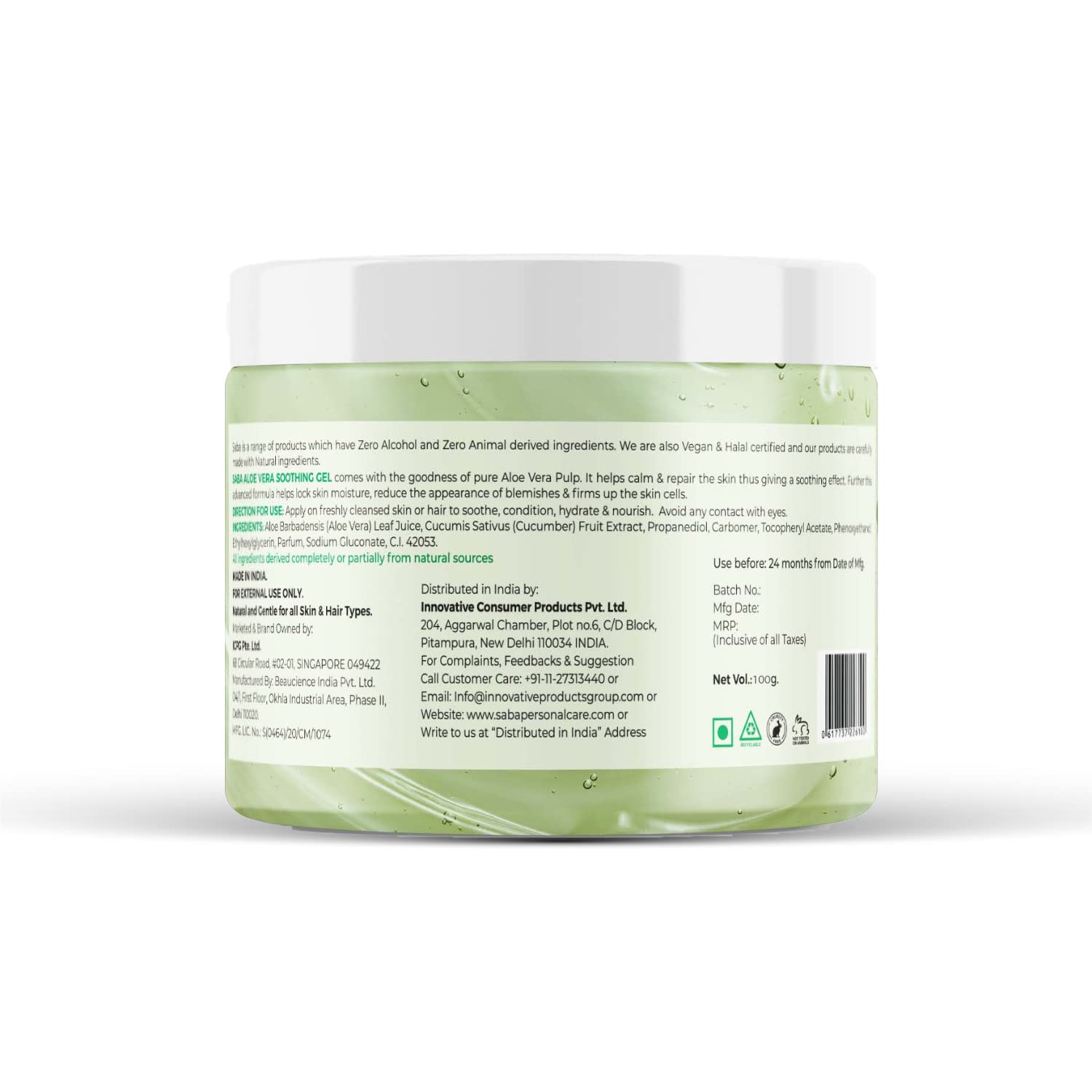 Pure Aloe Vera Gel with Vitamin E for Acne & Scar Treatment - Hydrating Moisturizer for Glowing Skin, After Sun Care, Hair Mask & Natural Face Care - 100g for Daily Skincare & Sunburn Relief