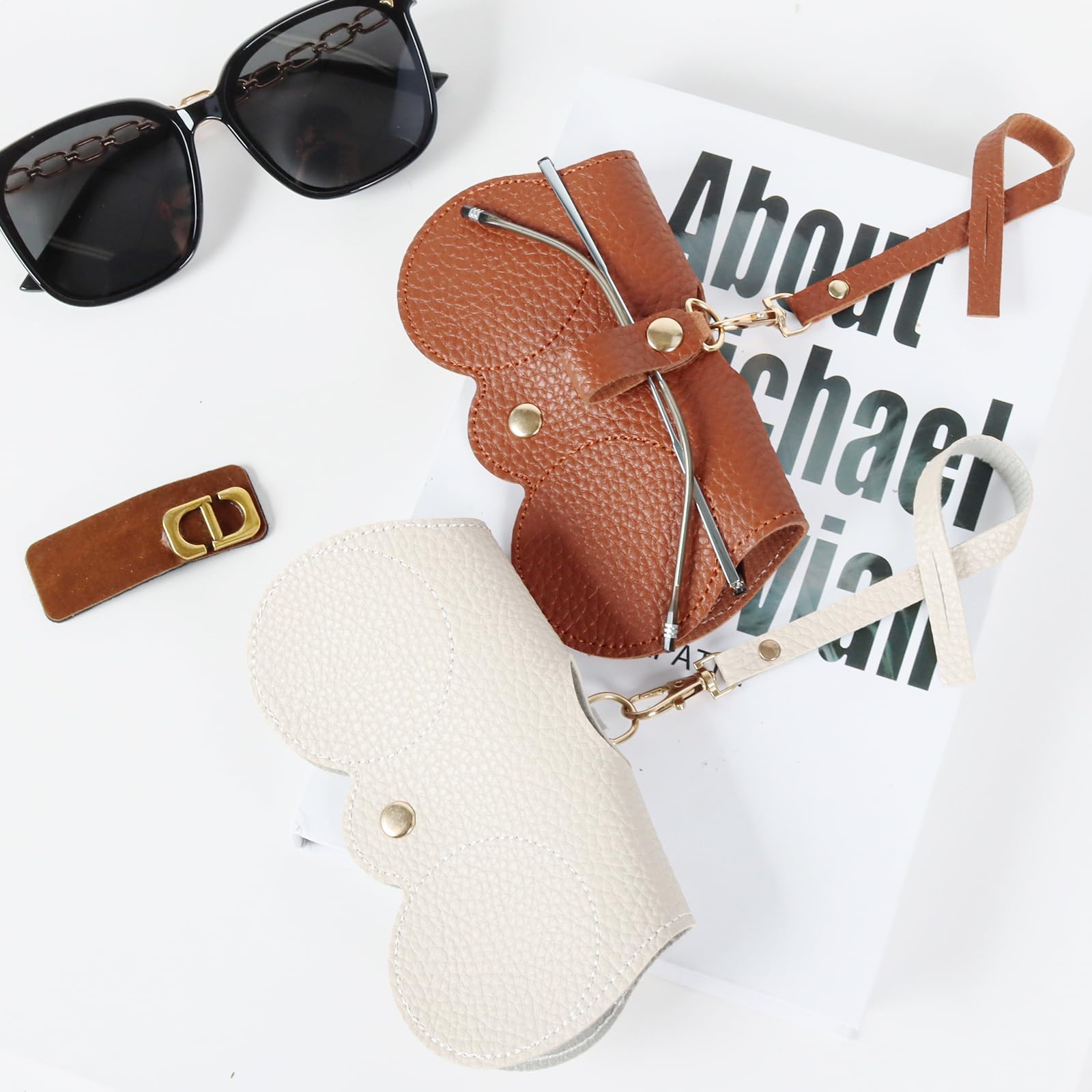 Premium Soft Leather Sunglasses Case - Portable Eyewear Pouch with Adjustable Strap | Glasses Organizer for Travel, Work & Outdoor Activities