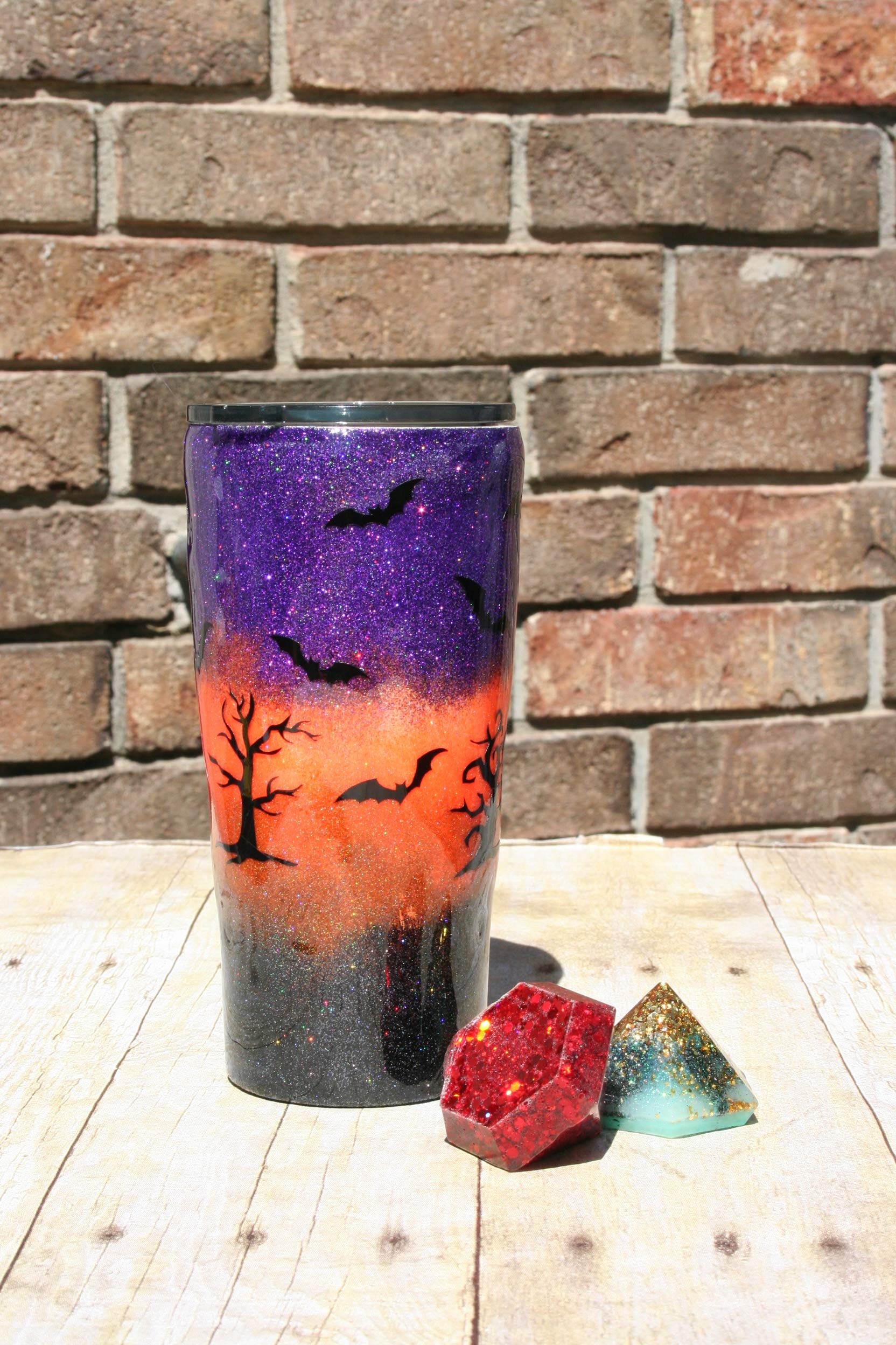 Arkansas Made Halloween Themed Glittered Double Walled Stainless Steel Tumbler - 22oz Insulated Cup for Pumpkin Spice Lattes, Fall Parties & Trick-or-Treating