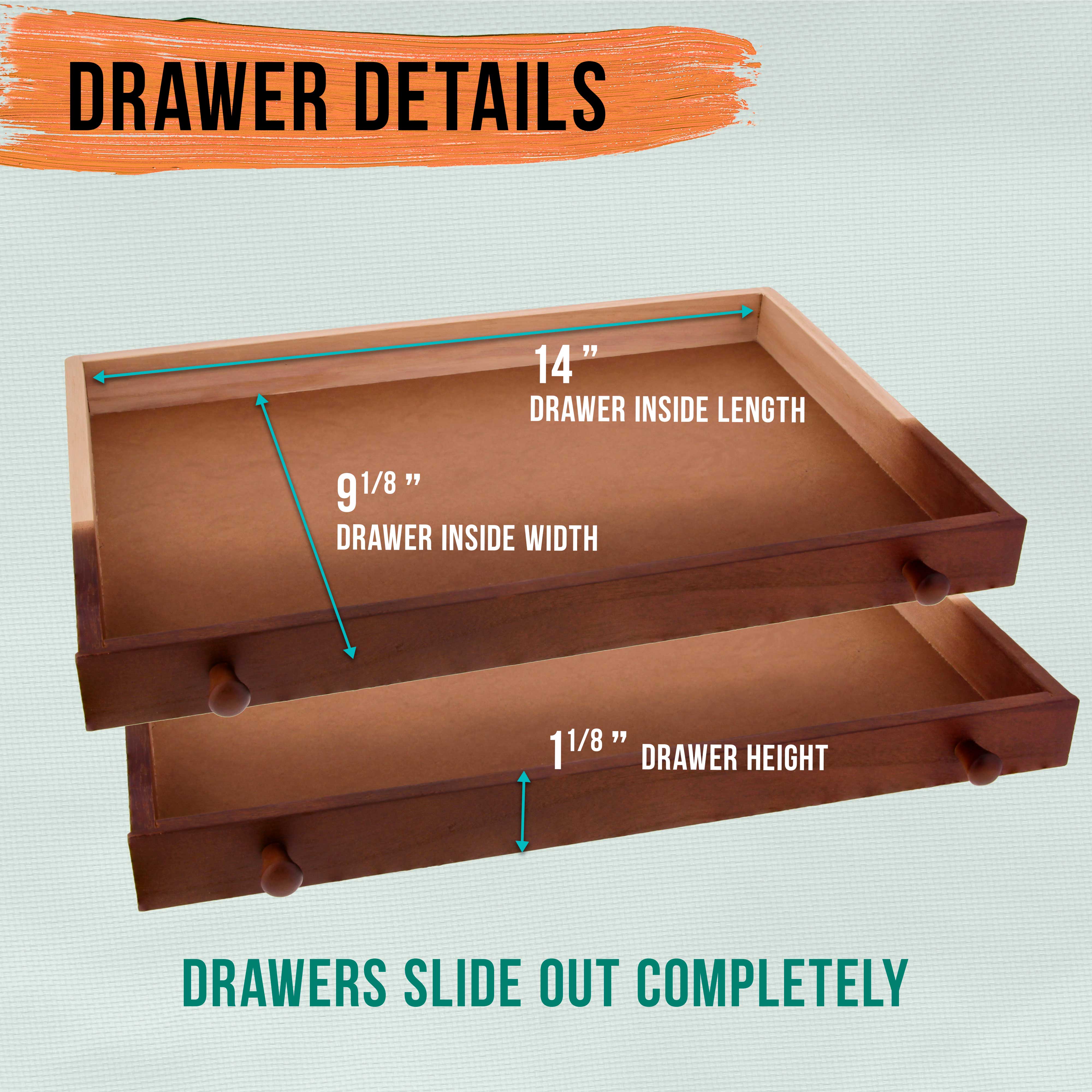 Premium Walnut 2-Drawer Wooden Art Storage Box with Adjustable Drawing Easel - Handcrafted Beechwood, Secure Metal Clasps - Perfect for Artists, Sketching & Art Supply Organization - Home Studio & Classroom Use