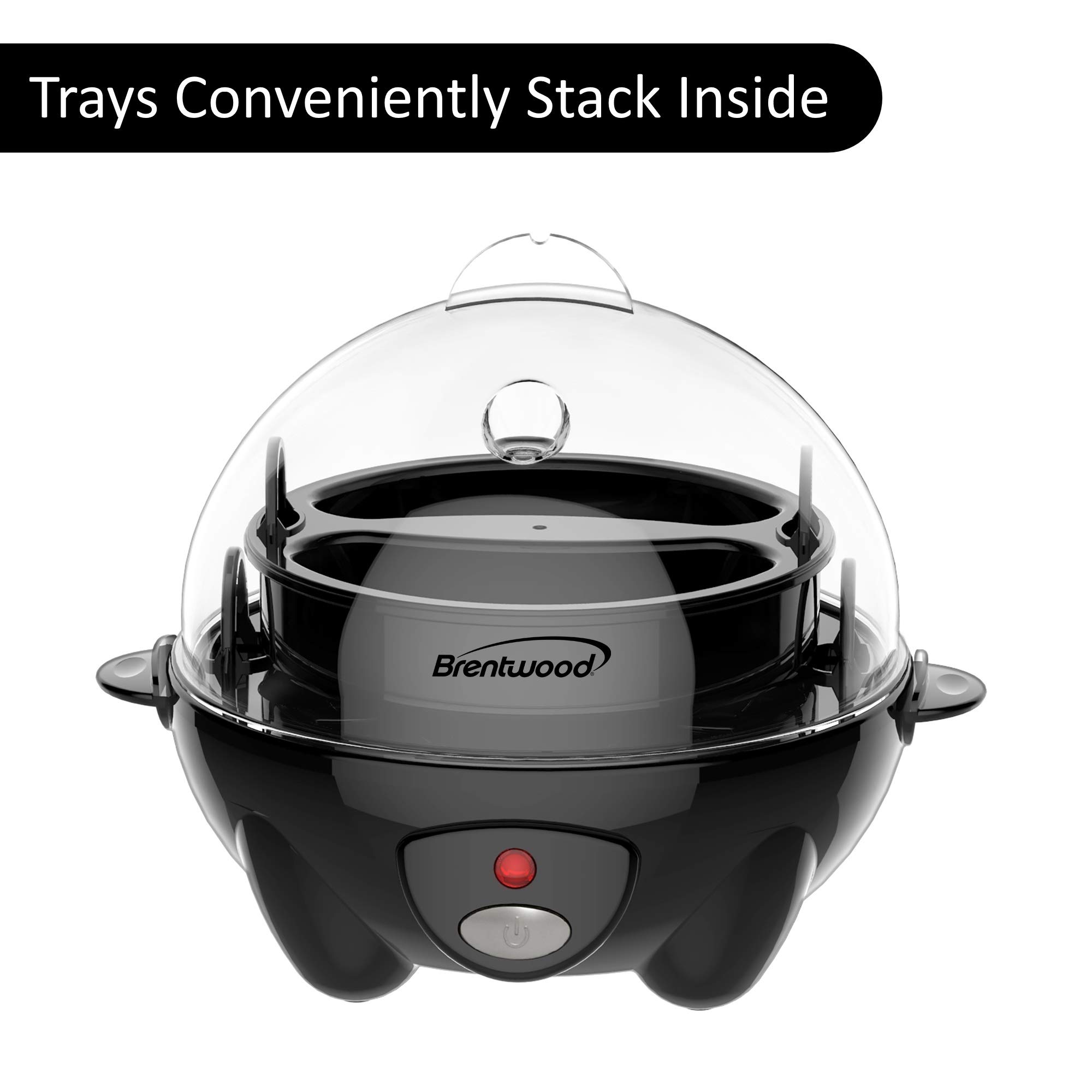 Brentwood TS-1045BK Electric Egg Cooker with Auto Shutoff - 6 Egg Capacity, Fast Boiling & Poaching, Perfect for Breakfast, Meal Prep & Keto Diet (Black)