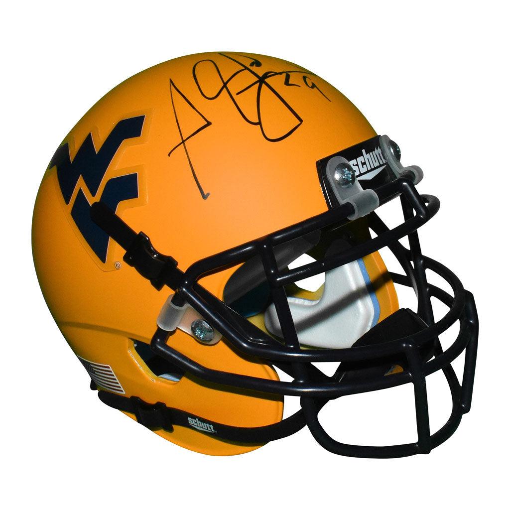 Adam Pacman Jones Autographed West Virginia Mountaineers Mini Schutt Replica Yellow Football Helmet with JSA Certificate - Perfect for WVU Fans, Sports Memorabilia Collectors & Game Room Decor