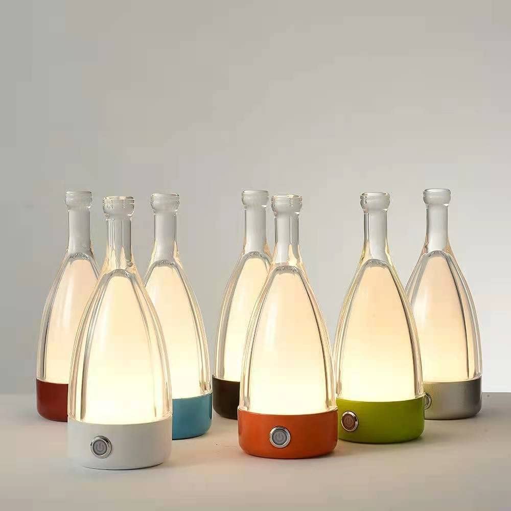 Anna Modern Table Lamp - Portable Wireless LED Bottle Light with Dimming Touch Control, USB Rechargeable for Home, Office, Hotel & Restaurant Decor | Perfect for Bedside, Desk & Dining Ambience (Red)