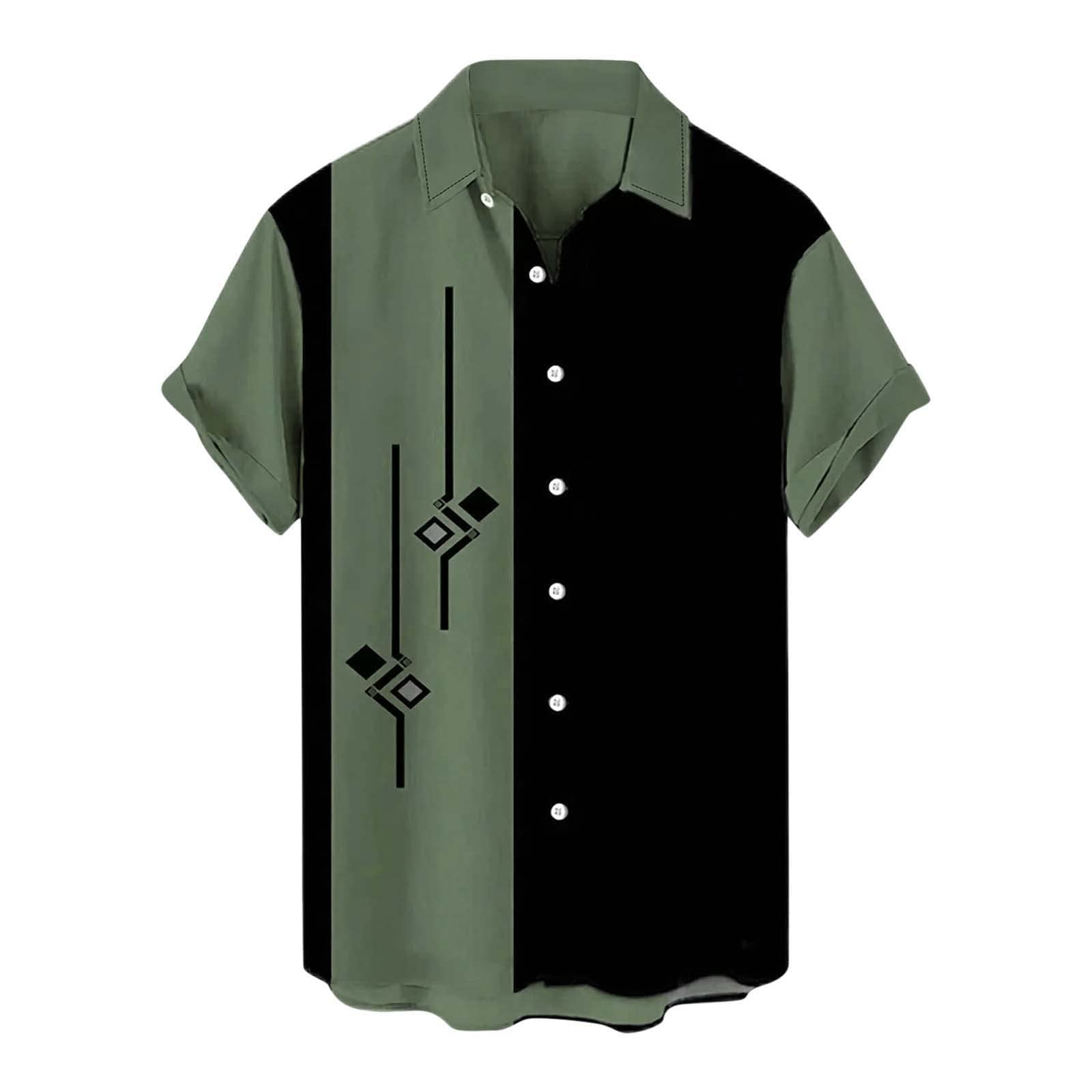 Men's Tall Hawaiian Casual Loose Fit Short Sleeve Shirt - Tropical Print Button Down Collar Graphic Tee for Summer Beach Vacation & Outdoor Parties