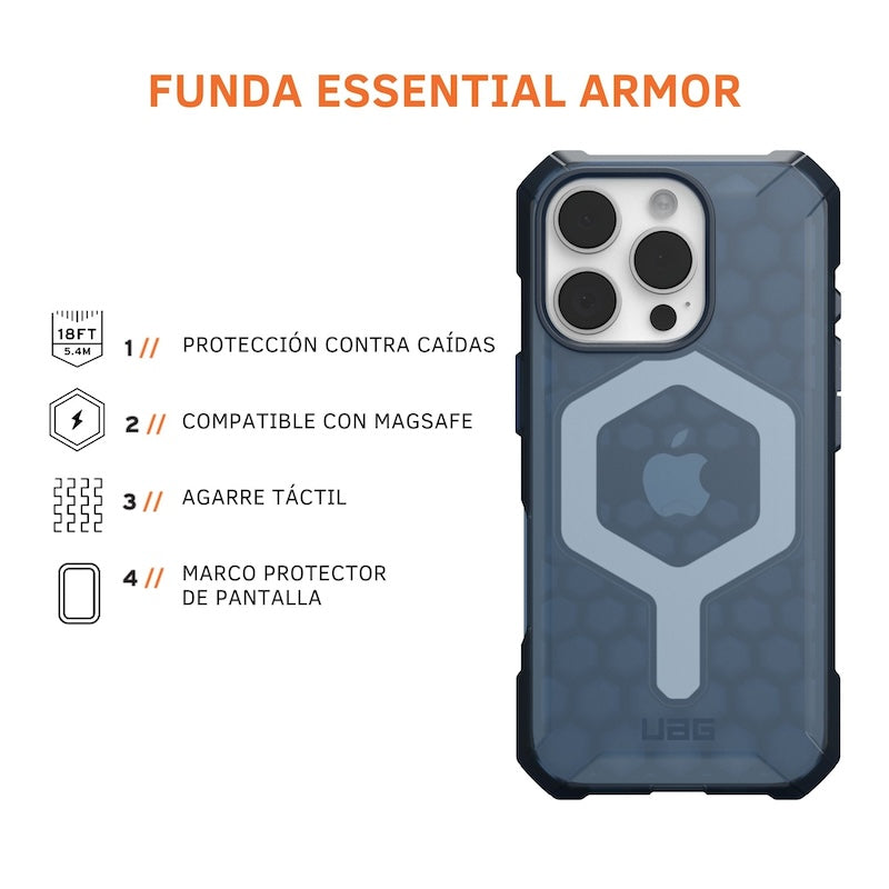 UAG Essential Armor Case for iPhone 16 Pro - Blue | Military-Grade Drop Protection | Slim Protective Phone Cover | Perfect for Outdoor Adventures & Daily Use