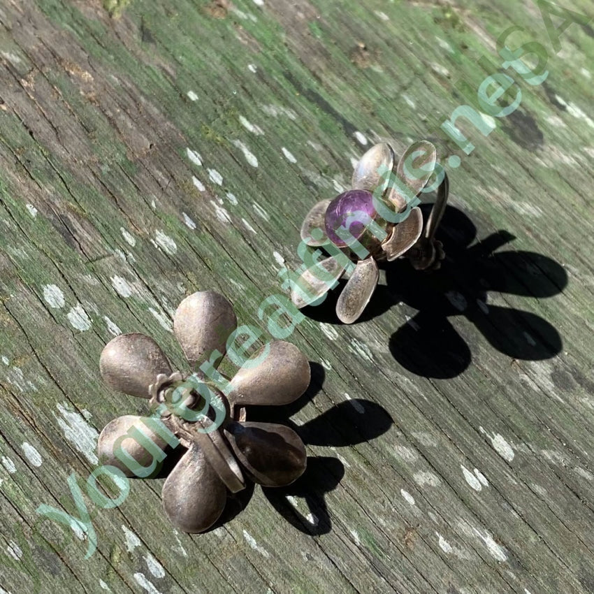 Vintage 1930s Mexican Floral Earrings with Genuine Amethyst Gemstones in 925 Sterling Silver - Perfect for Boho Chic, Retro Fashion & Special Occasions