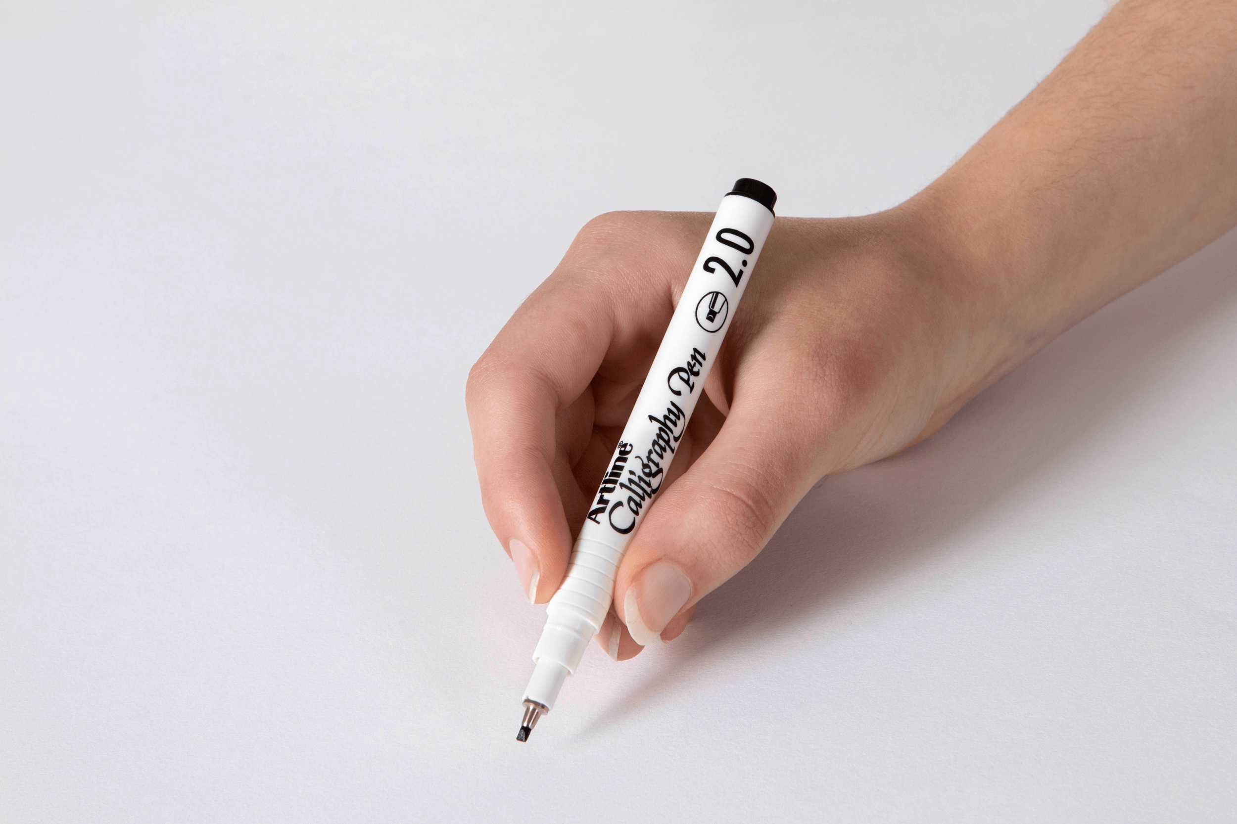 Artline 242 Calligraphy Pen Set - 2mm Black Fine Tip Markers (12 Pack) for Hand Lettering, Scrapbooking & DIY Projects