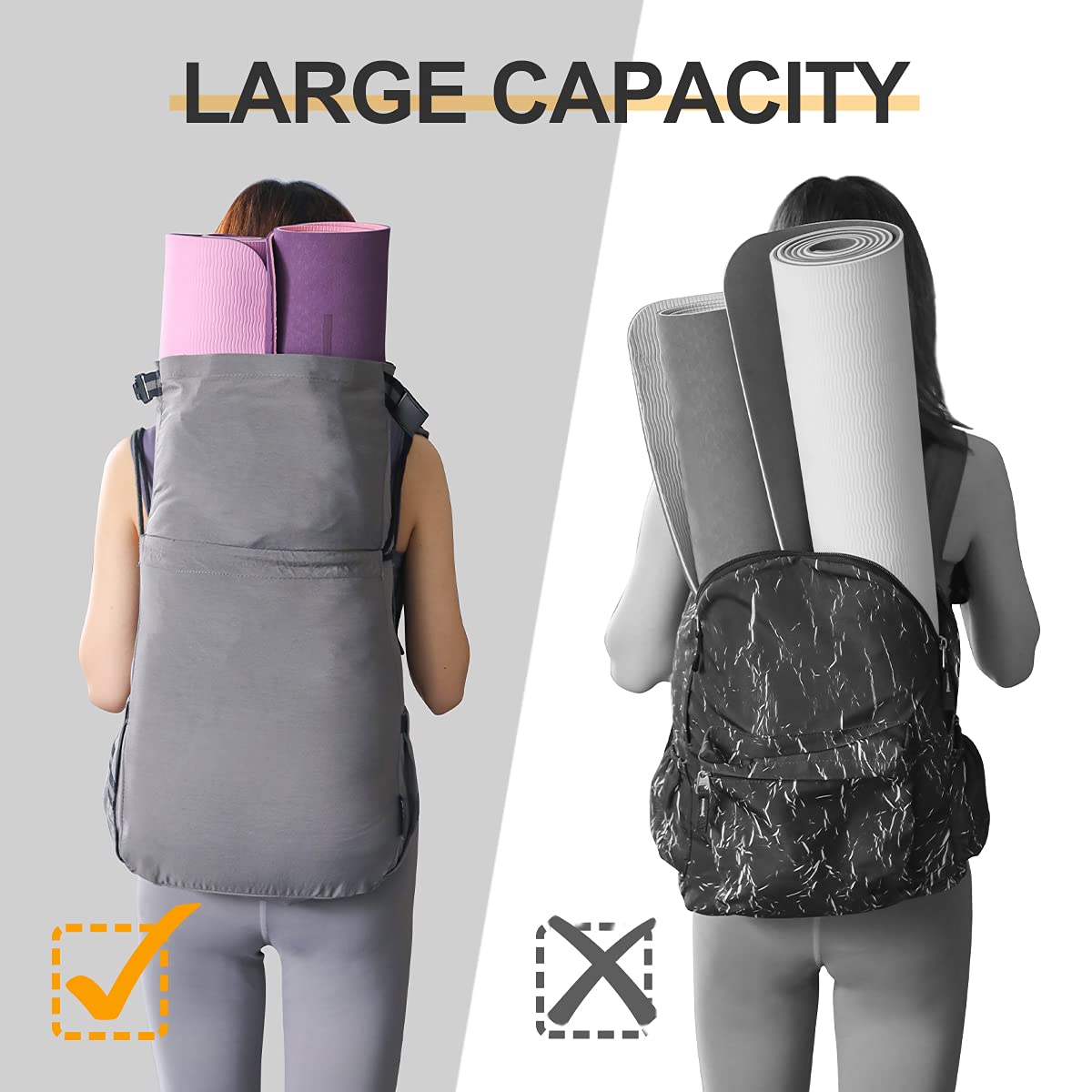 Waterproof Drawstring Backpack - 30L Expandable Anti-Theft Gym Bag with Secure Zipper Pockets - Lightweight Sports Sack for Men, Women & Kids - Perfect for Workout, Beach, School, Hiking & Travel Accessories (Gray)