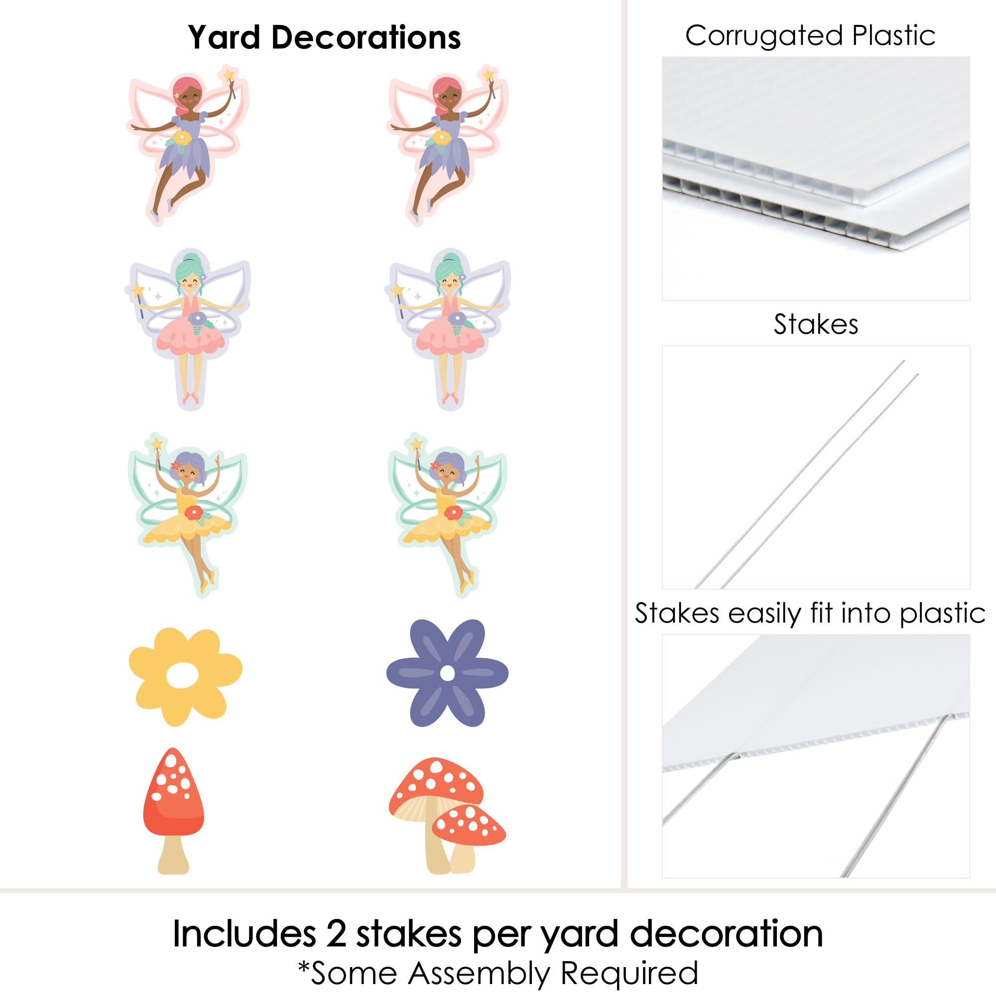 Big Dot of Happiness Let’s Be Fairies - 10-Piece Outdoor Fairy Garden Decor Set with Flowers & Mushrooms for Birthday Parties, Lawn & Yard Decorations | Perfect for Garden Themed Events, Kids Birthday Decor & Magical Backyard Displays