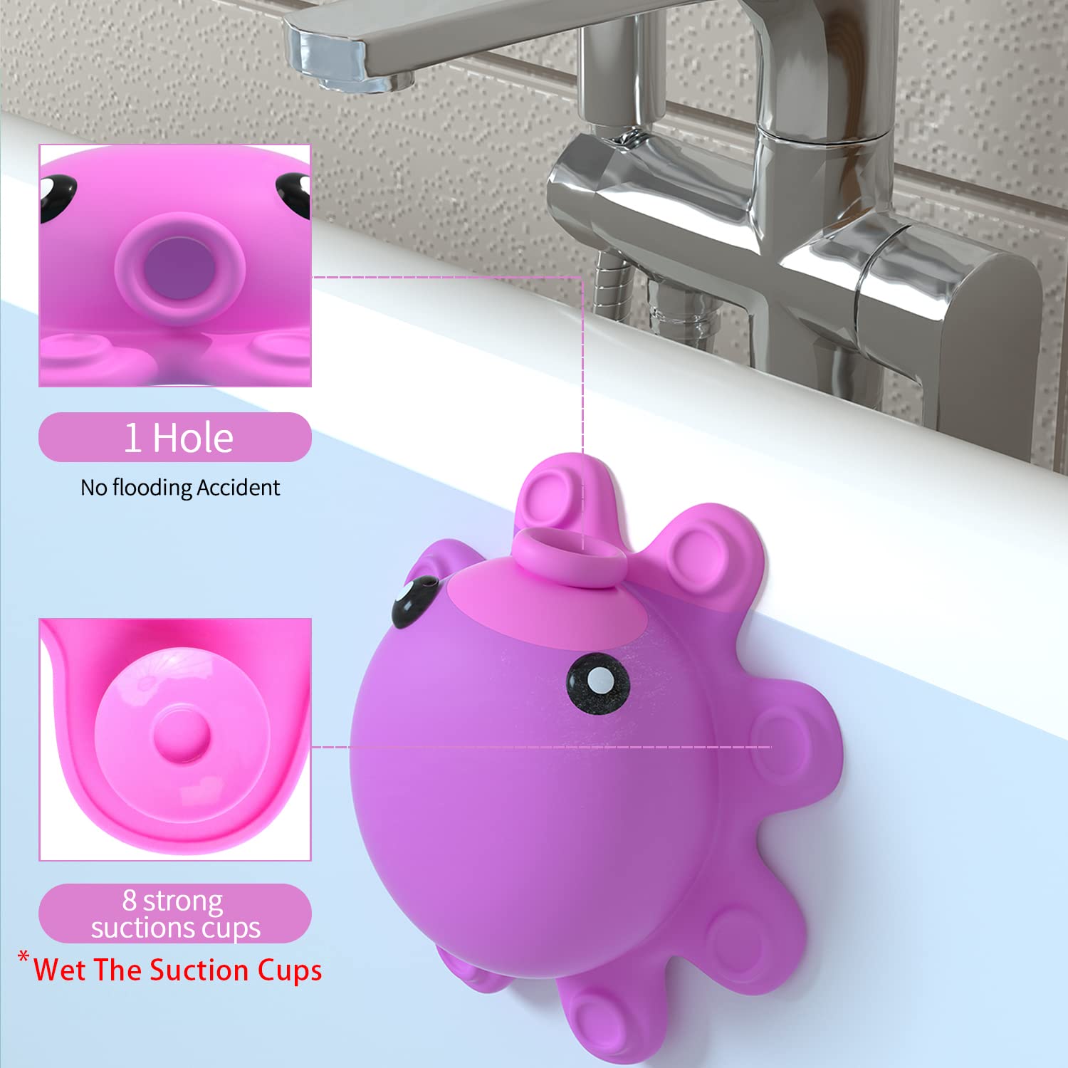 Silicone Bathtub Overflow Drain Cover - Extend Water Depth for Deeper Bath, Spa & Relaxation, Hot Pink Bathroom Accessory (Fits Standard Tubs, Leak-Proof Design) - Perfect for Bubble Baths, Soaking & Luxury Home Spa Experience