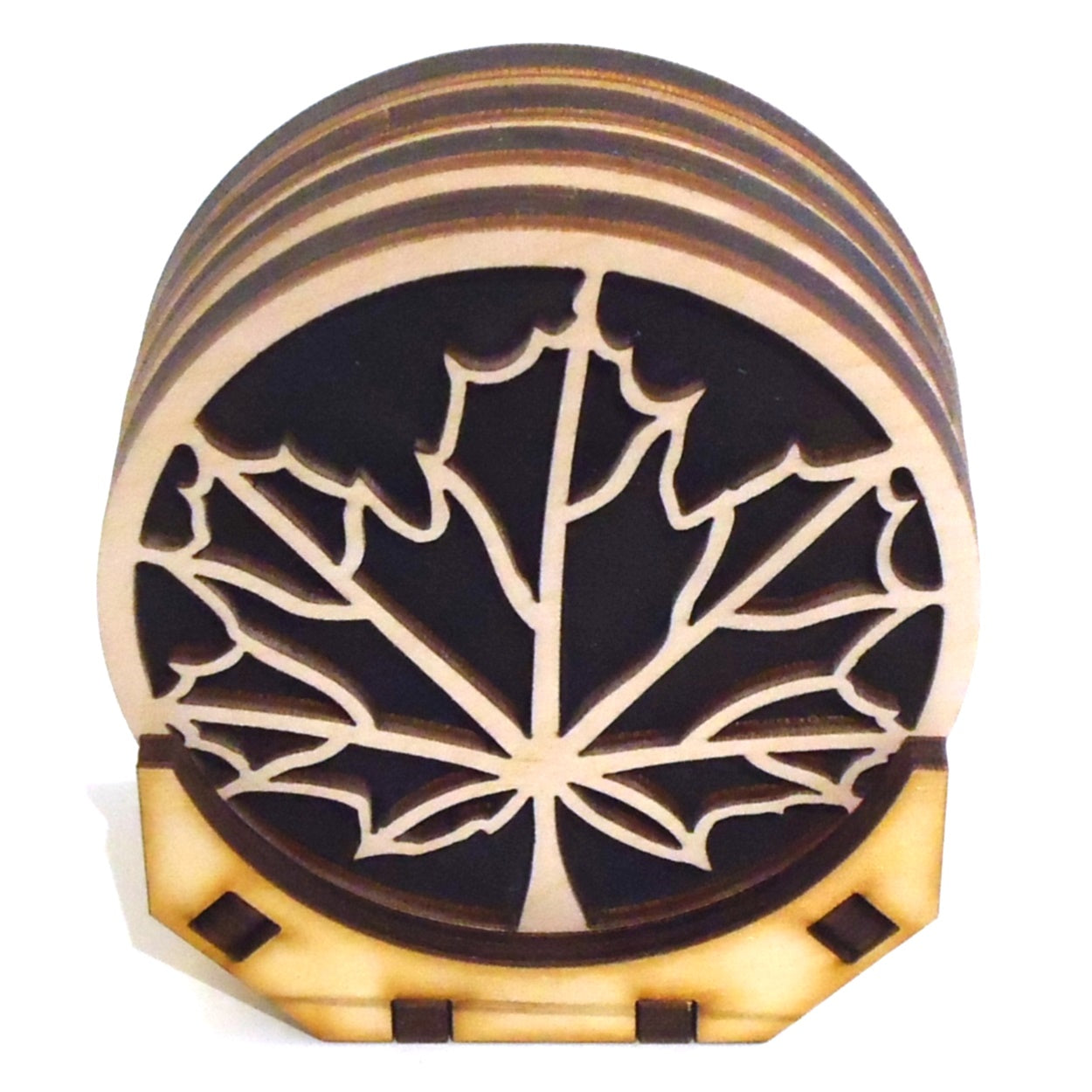 Baltic by Design Maple Leaf Coaster Set - Natural Wood Drink Coasters for Home, Office & Bar Decor - Perfect for Coffee, Wine & Beverages