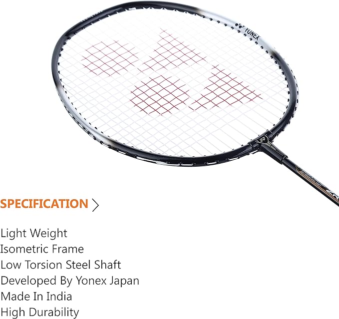 Yonex ZR 100 Light Black/White Badminton Racket - Prestrung Professional Racquet for Advanced Players | Perfect for Tournaments & Training | Made in India