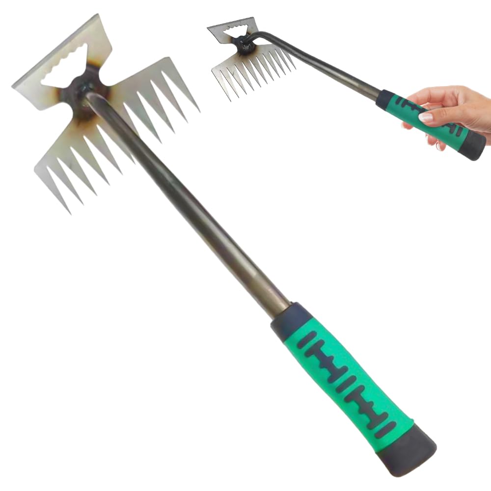 2024 New Gardening Hand Weeder Tool - 6 Tines Multifunctional Uprooting Weeder & Weeding Rake for Efficient Garden Maintenance | Perfect for Removing Weeds, Loosening Soil, and Landscaping Projects