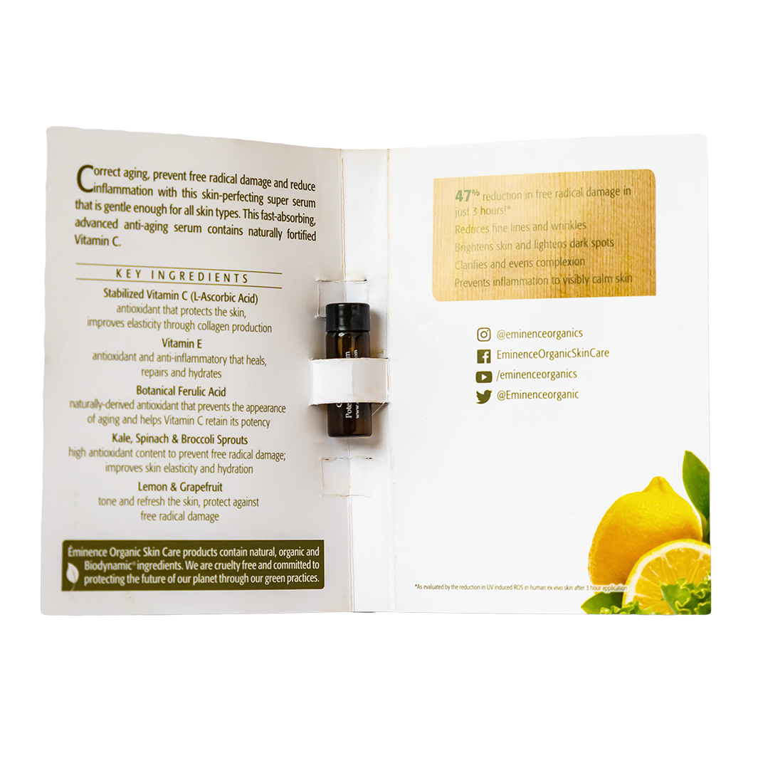 Eminence Organics Citrus & Kale Potent C+E Serum - Vitamin C Brightening Face Serum for Glowing Skin, Anti-Aging & Dark Spot Treatment - Perfect for Daily Skincare Routine & Nighttime Use