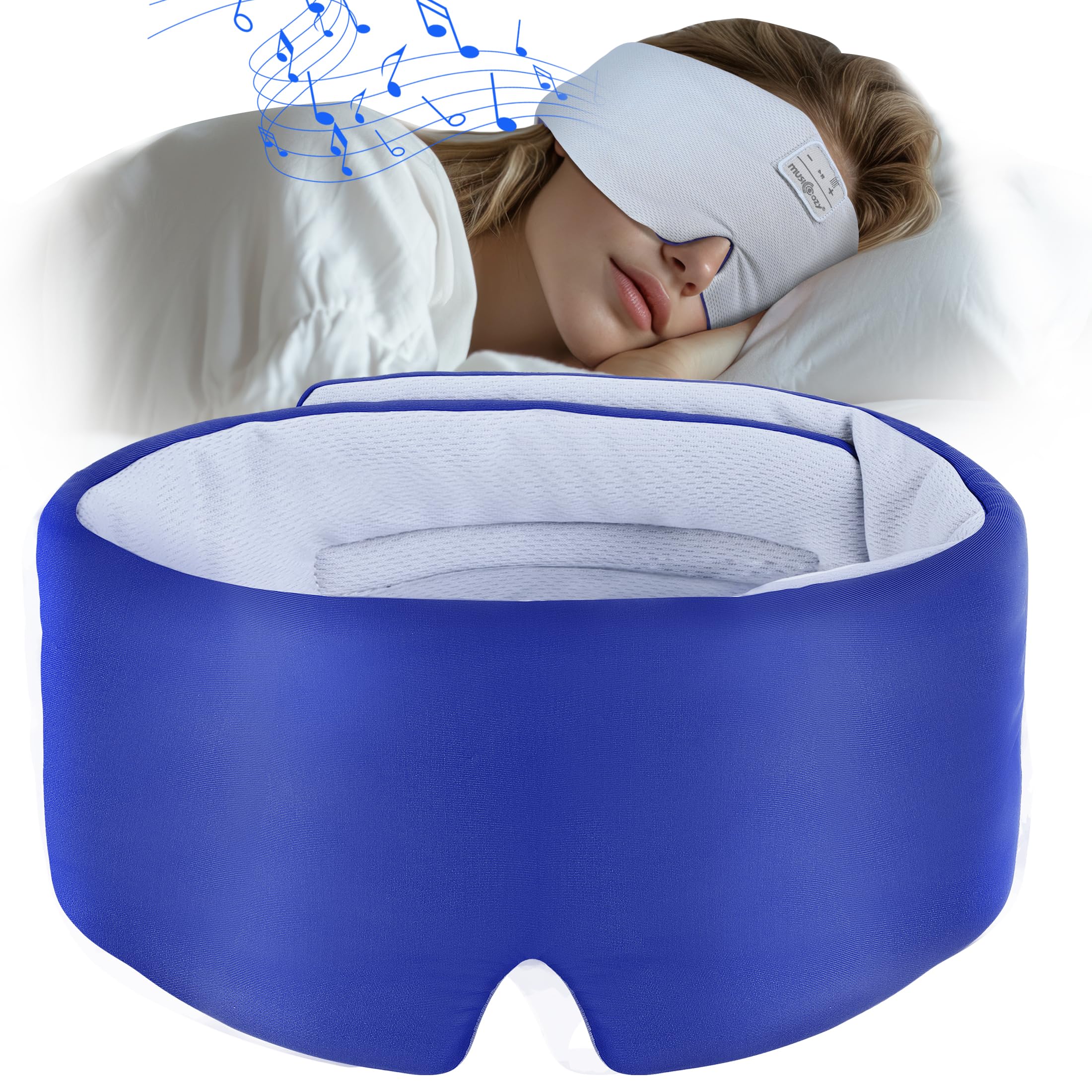 Musicozy Bluetooth 5.4 Sleep Headband with Built-in HD Stereo Speakers - Ice Silk Sleep Mask & Wireless Headphones for Men & Women - Perfect for Travel, Meditation, and Nighttime Relaxation