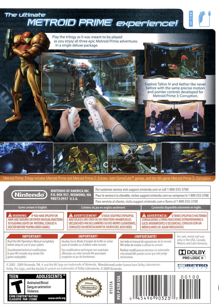 Metroid Prime Trilogy - Nintendo Wii Game Bundle - Action-Adventure Sci-Fi Shooter for Fans & Collectors - Perfect for Gaming Nights & Retro Collections