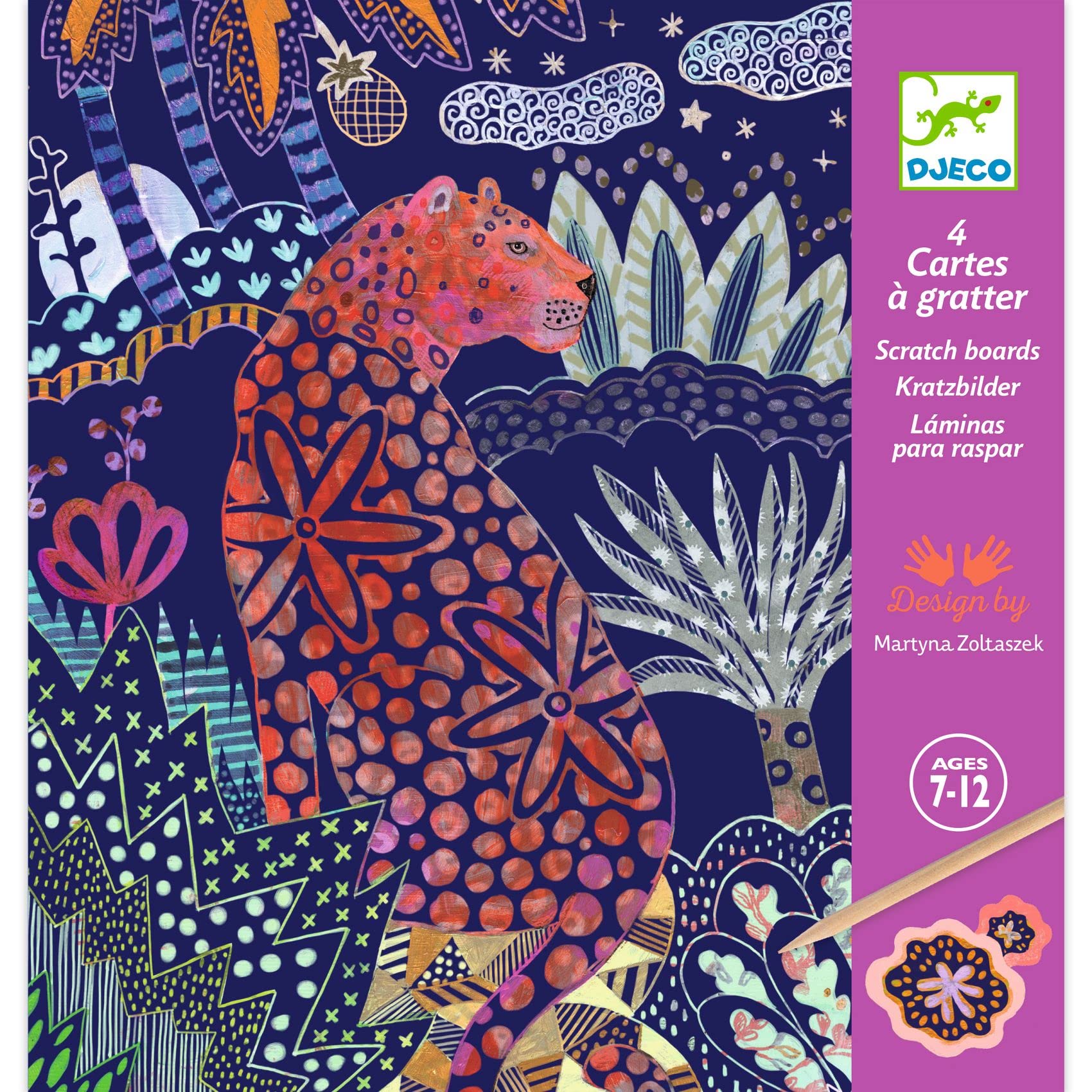 DJECO Lush Nature Scratch Art Cards - 24 Pack Multicolor Scratch Paper for Kids, Creative DIY Art Projects - Perfect for Birthday Parties, Classroom Activities & Rainy Day Fun