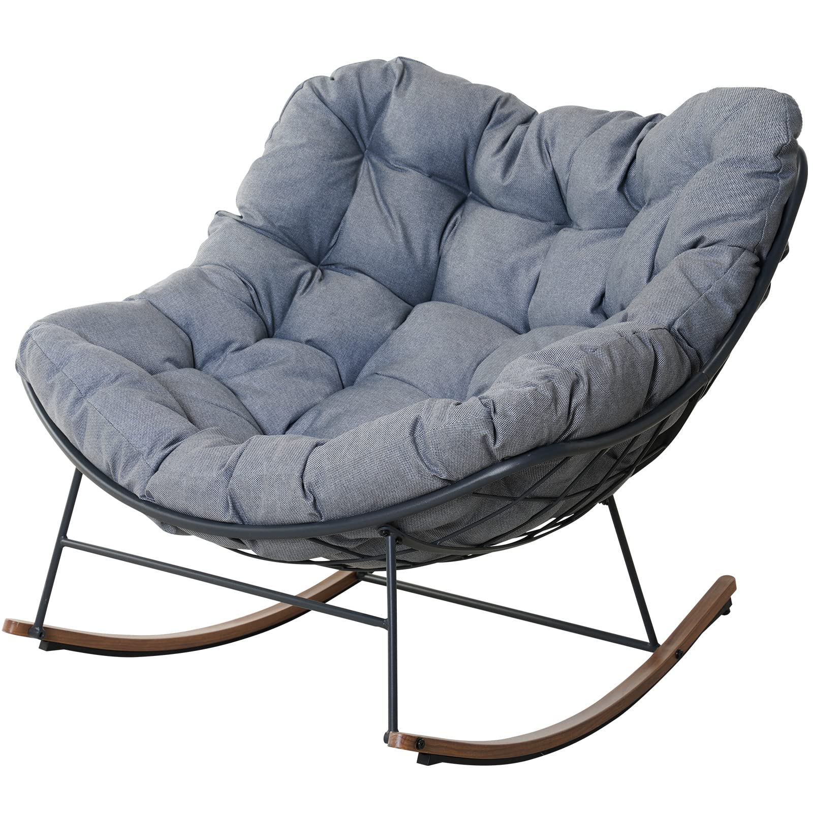 Grand Patio Indoor & Outdoor Rocking Chair with Padded Cushion - Royal Recliner Rocker for Front Porch, Garden, Backyard & Patio - Comfortable Grey Outdoor Furniture for Relaxing, Reading & Lounging