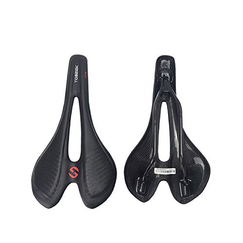 Premium Lightweight Carbon Fiber Bike Saddle - Ergonomic Comfort Seat with Leather Cover for Road & Mountain Bicycles - Perfect for Long Distance Cycling and Commuting