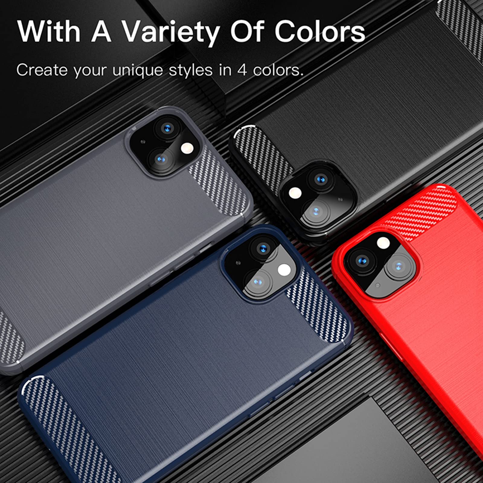 Matte TPU Case for iPhone 13 Pro Max/13 Mini - Soft Brushed Texture with Carbon Fiber Design | Shockproof & Anti-Scratch Protective Cover (Black) - Perfect for Daily Use, Travel & Outdoor Activities