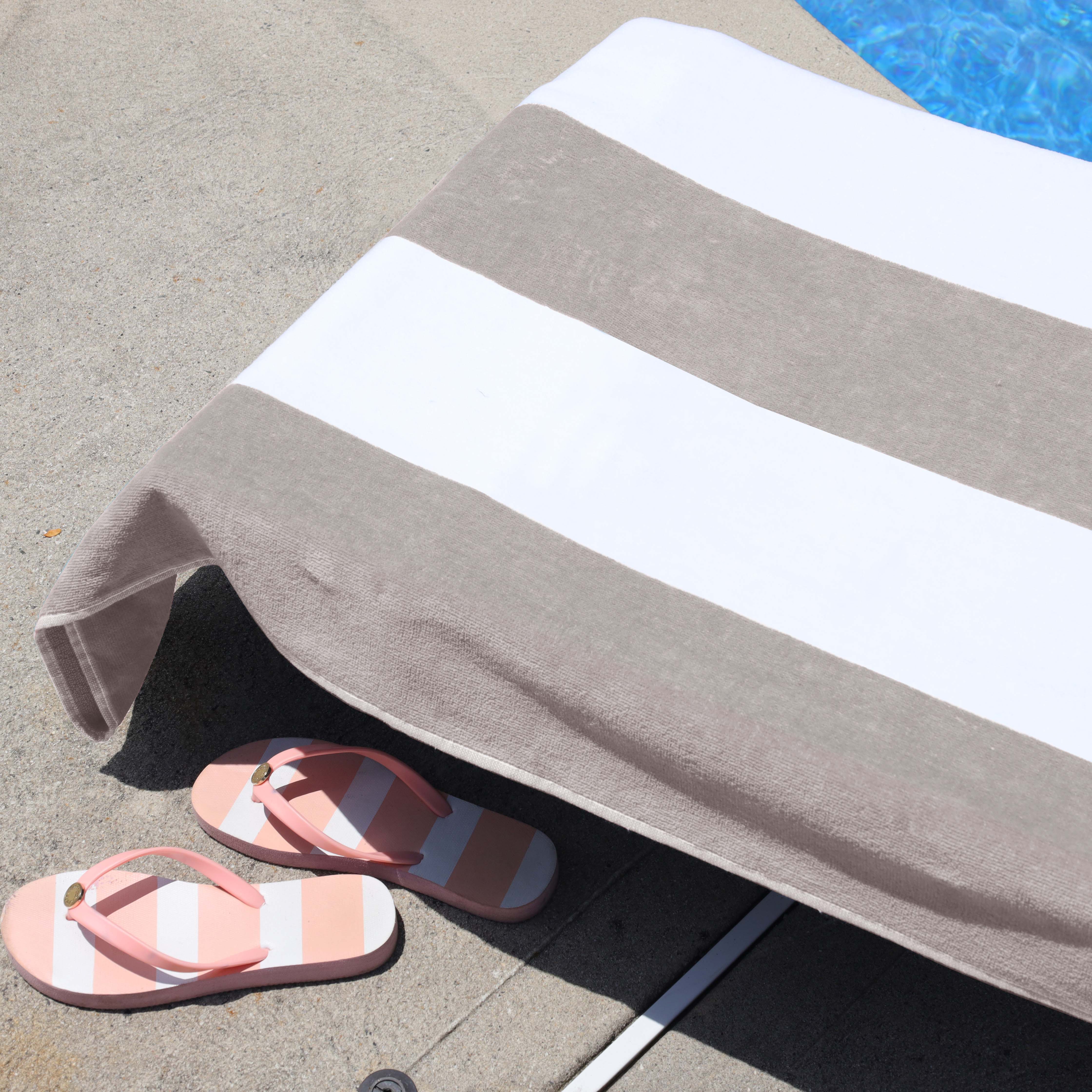 Premium Cotton Cabana Stripe Chaise Lounge Chair Cover - Standard Size, UV Resistant & Waterproof - Perfect for Poolside, Patio, and Outdoor Furniture Protection