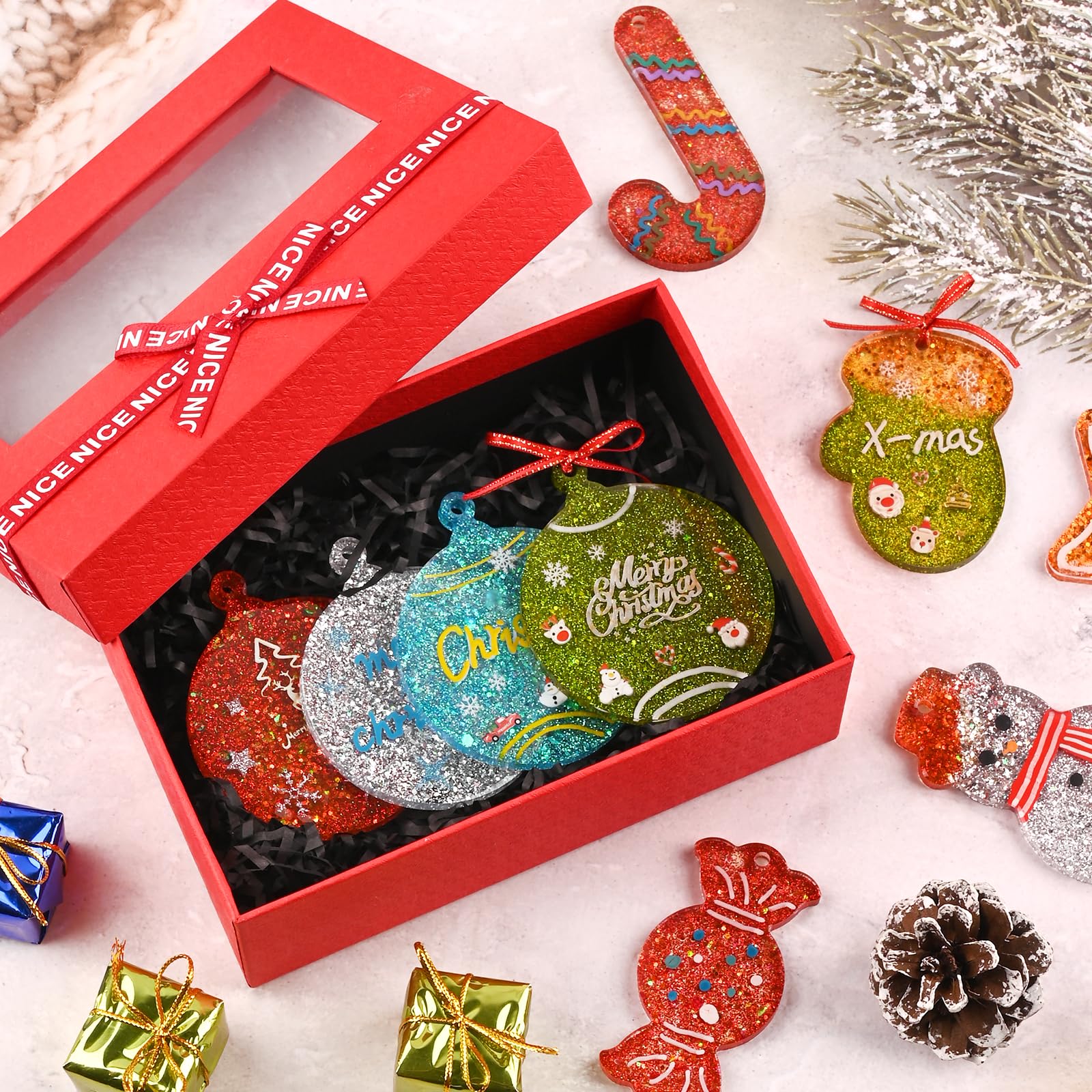 2-Piece Christmas Resin Molds Set - 16 Cavity Silicone Ornament Molds for DIY Epoxy Resin Crafts, Jewelry & Keychains | Perfect for Xmas Tree Decorations, Holiday Gifts & Festive Home Decor