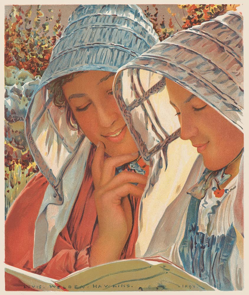 Louis Welden Hawkins 'Readers' (1898) - 20x23 Black Modern Framed & Double Matted Museum Art Print - Perfect for Living Room, Office & Gallery Decor